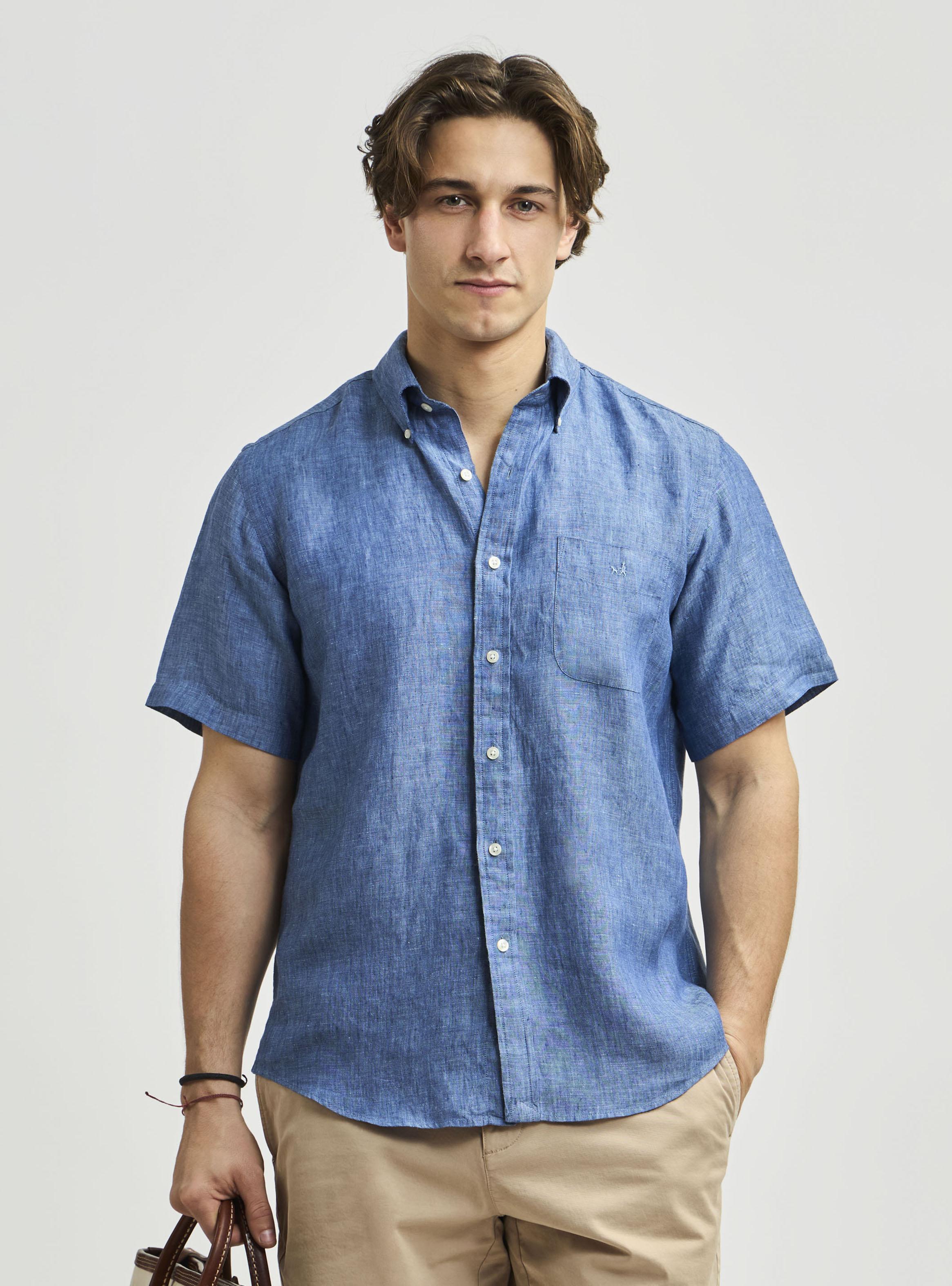 Camisa Sport Lisa Manga Corta Button Down Weekend Lino-0