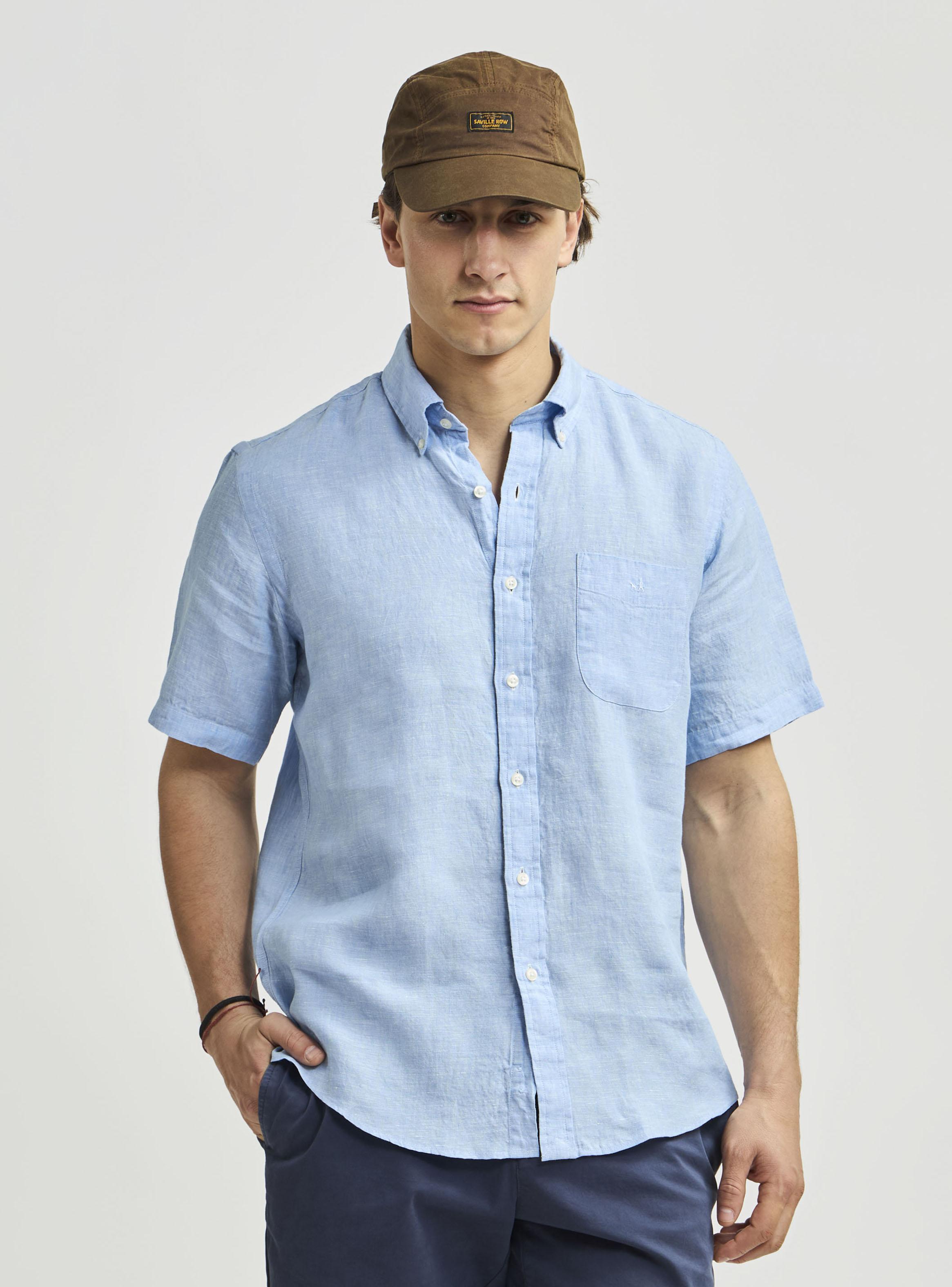 Camisa Sport Lisa Manga Corta Button Down Weekend Lino-0