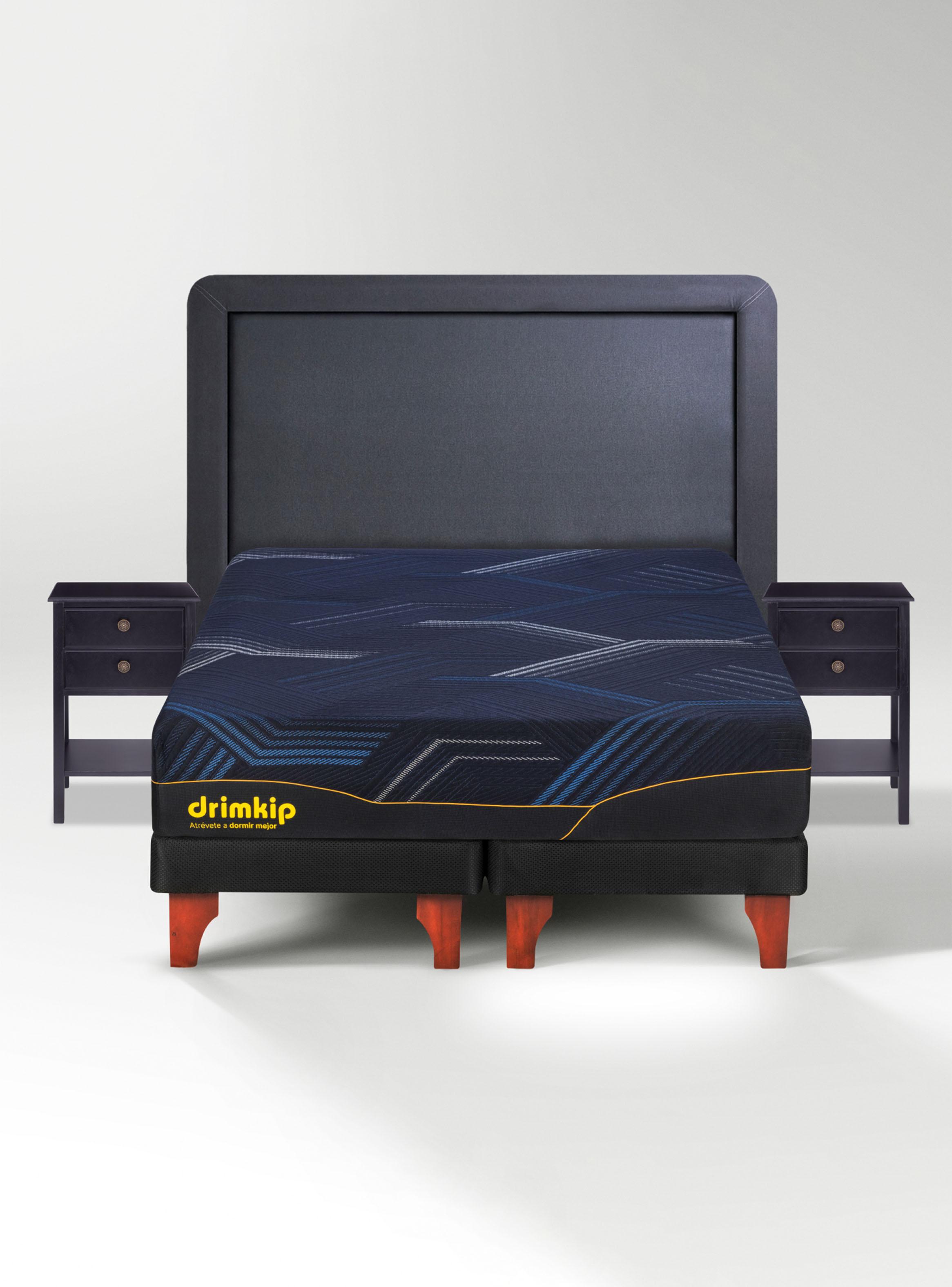 Cama Europea Híbrido Ultra 2 Plazas Plus + Respaldo + Velador Rover-1