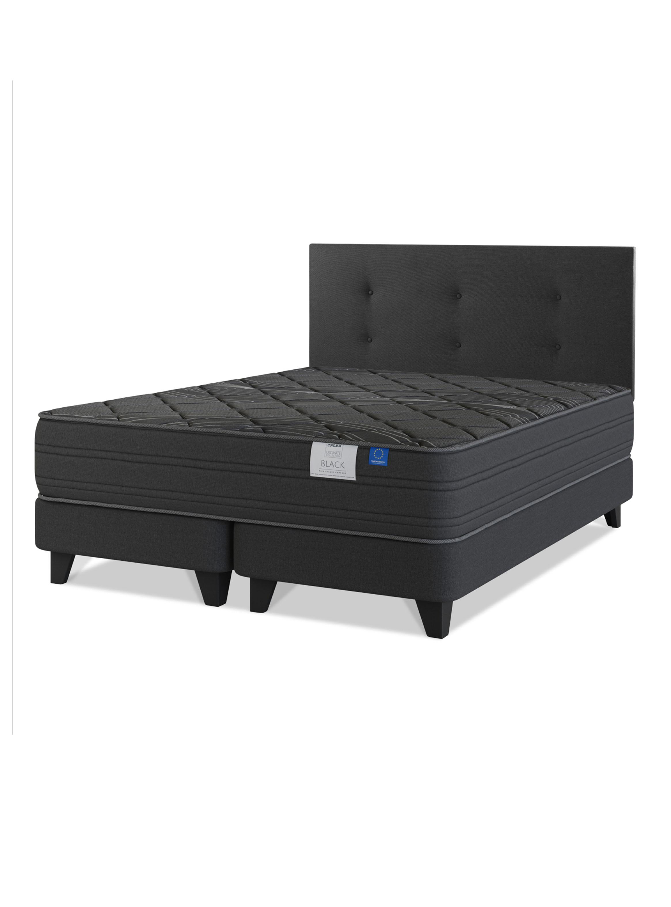 Cama Europea King Black Base Dividida Gris con Respaldo-0