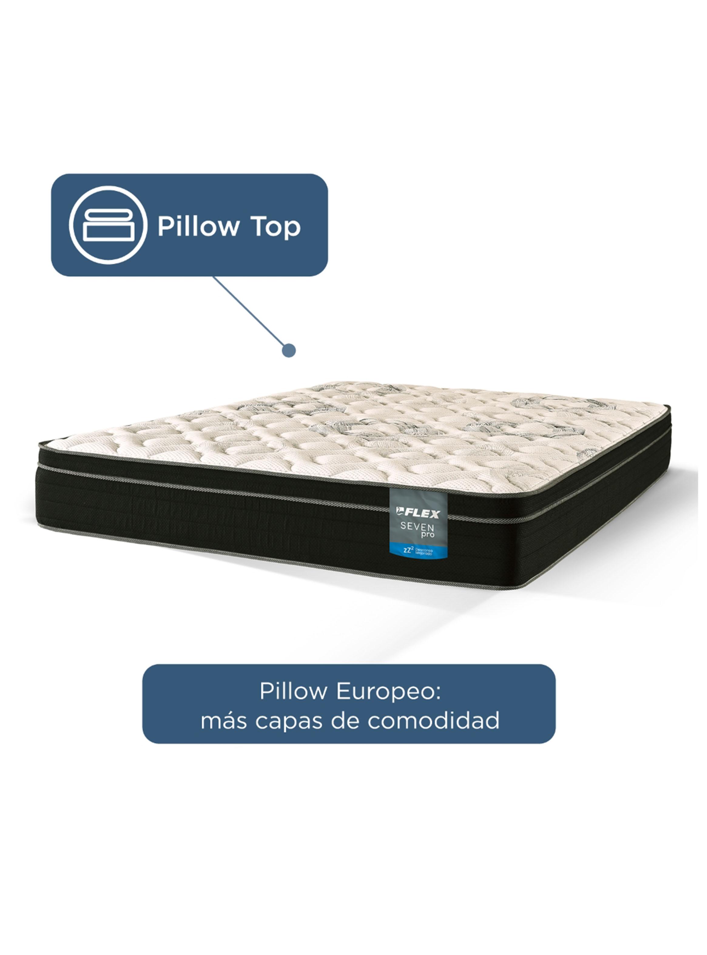 Cama Europea Seven Pro King + Respaldo Royal + Velador Rock-3