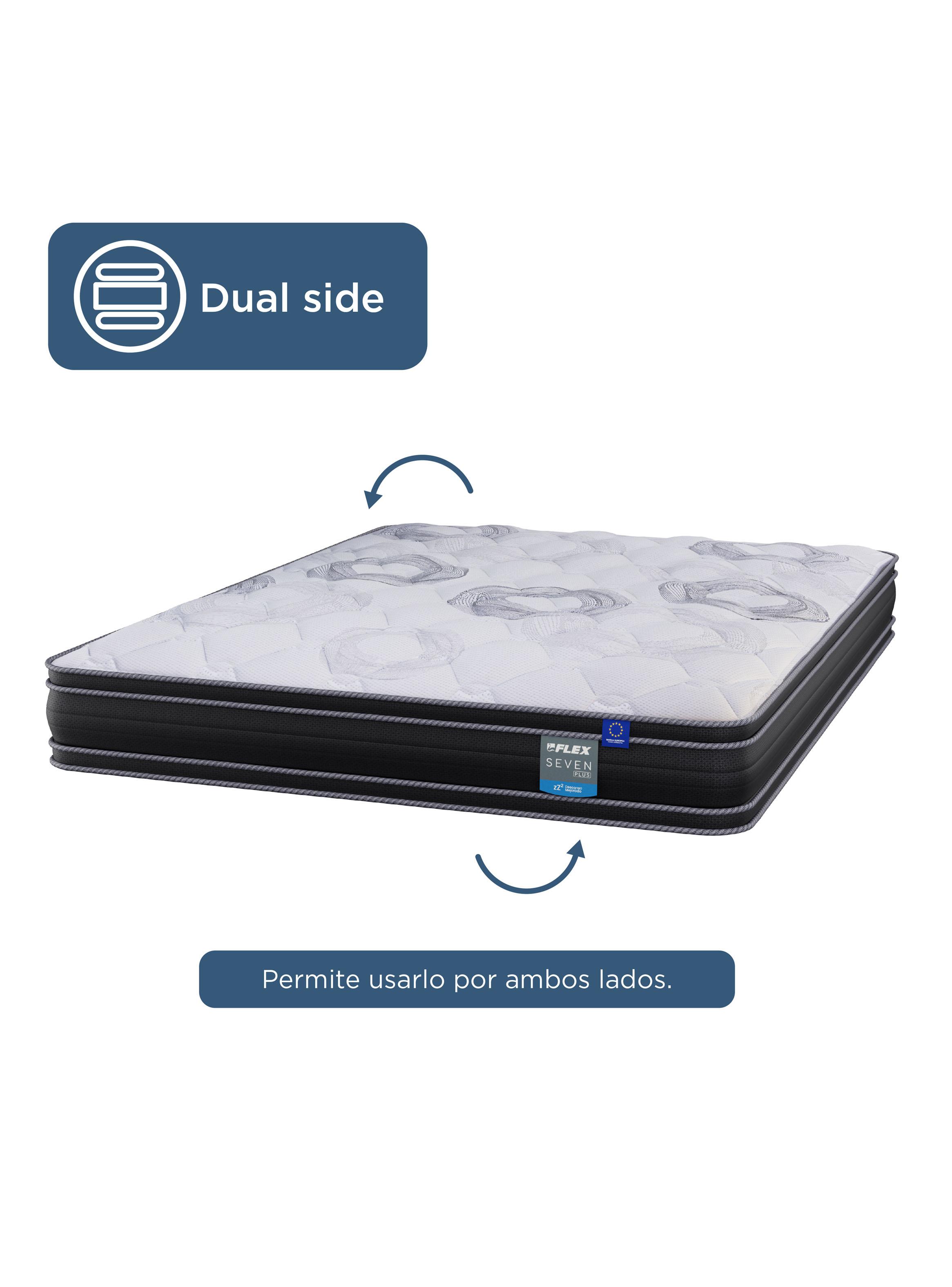 Cama Europea Seven Plus King + Respaldo Royal Negro + Velador Rover-3