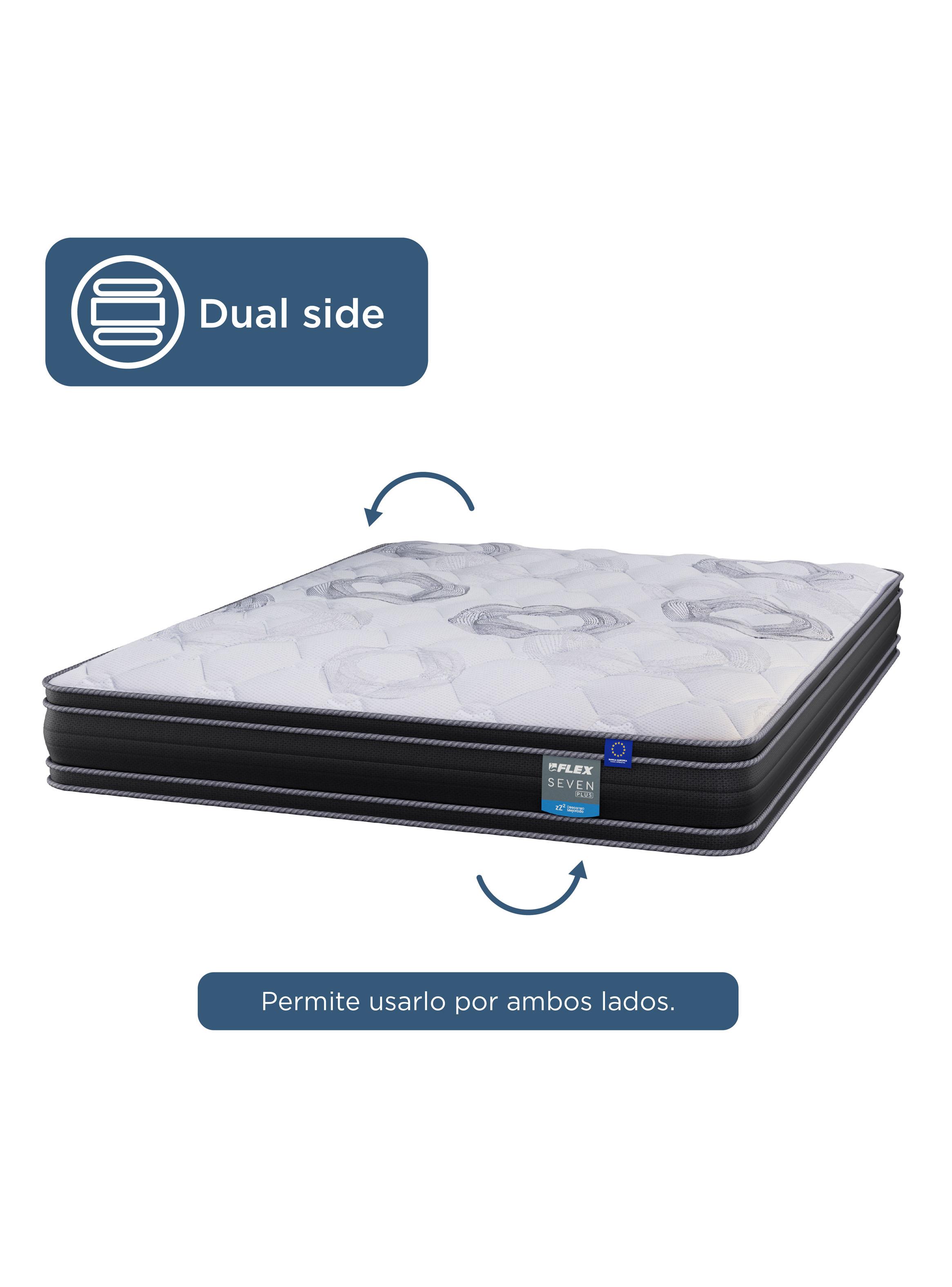 Cama Europea Seven Plus King + Respaldo Royal Negro + Velador Rover-3