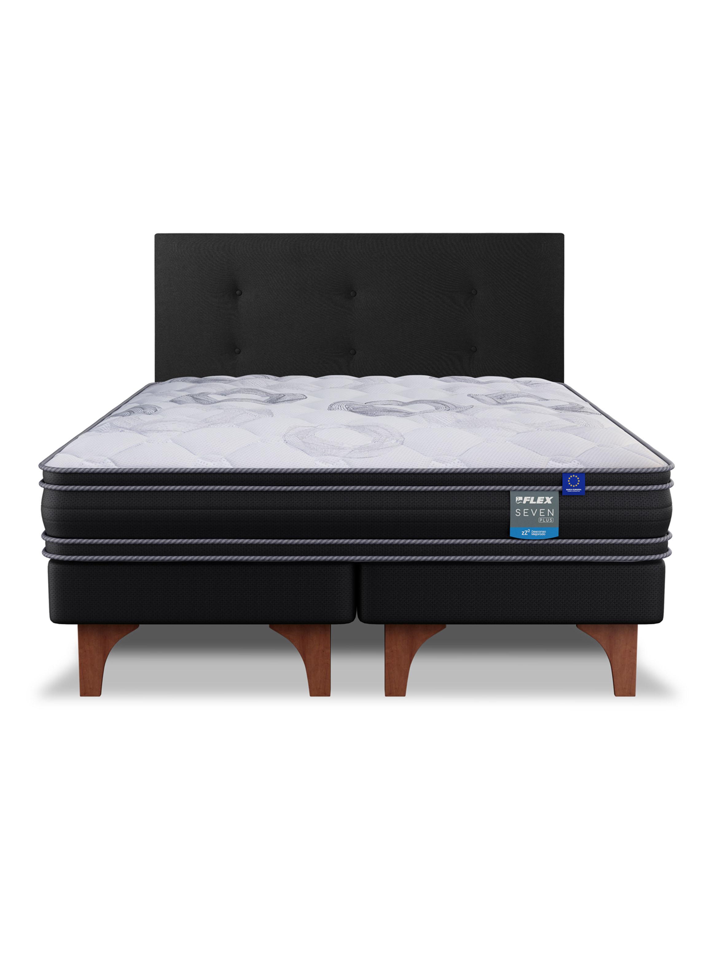 Cama Europea Seven Plus King + Respaldo Royal Negro-2
