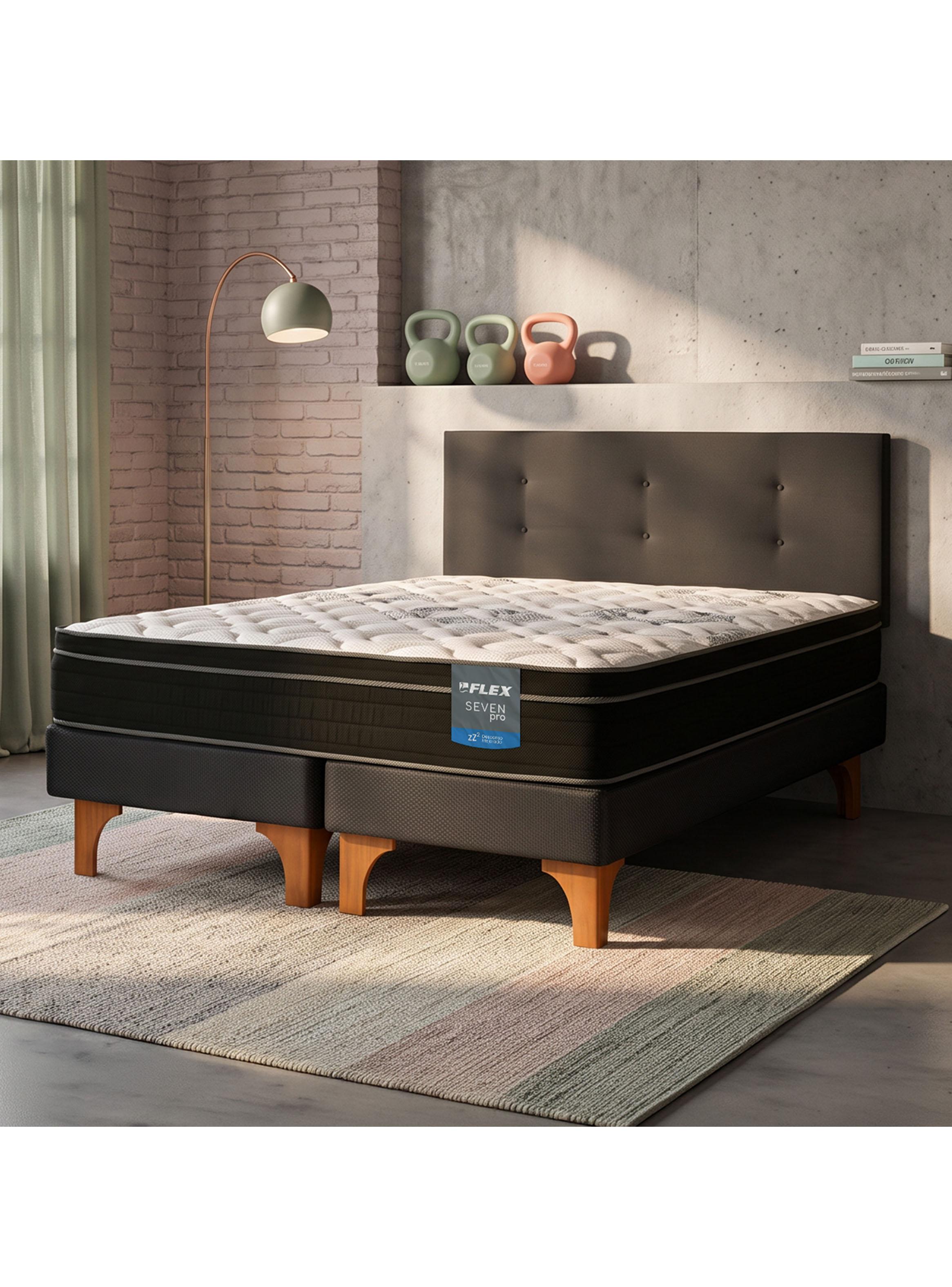 Cama Europea Seven Pro King + Respaldo Royal Negro-5