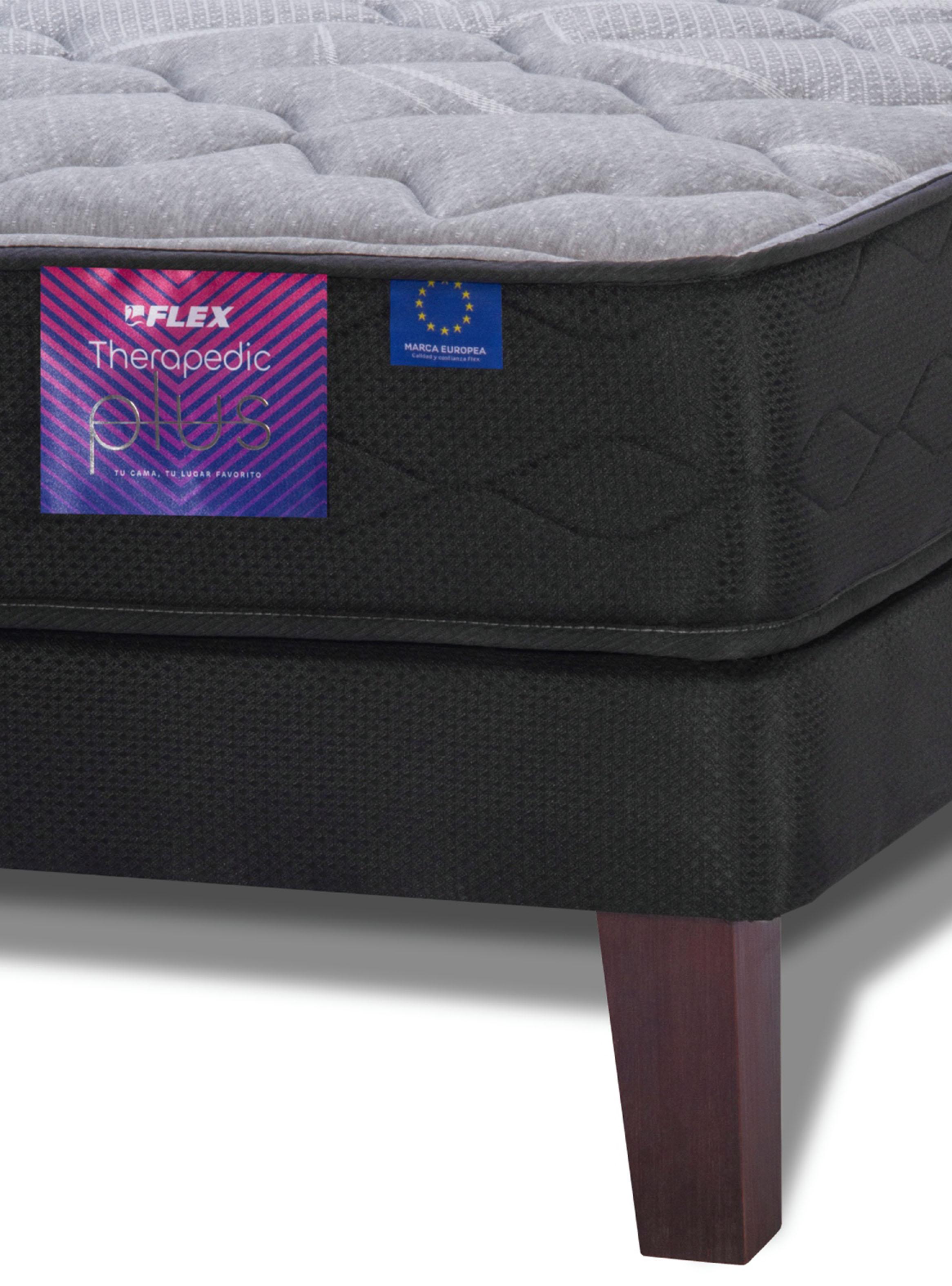 Cama Europea Therapedic Plus King Flex + Respaldo Royal Negro-4