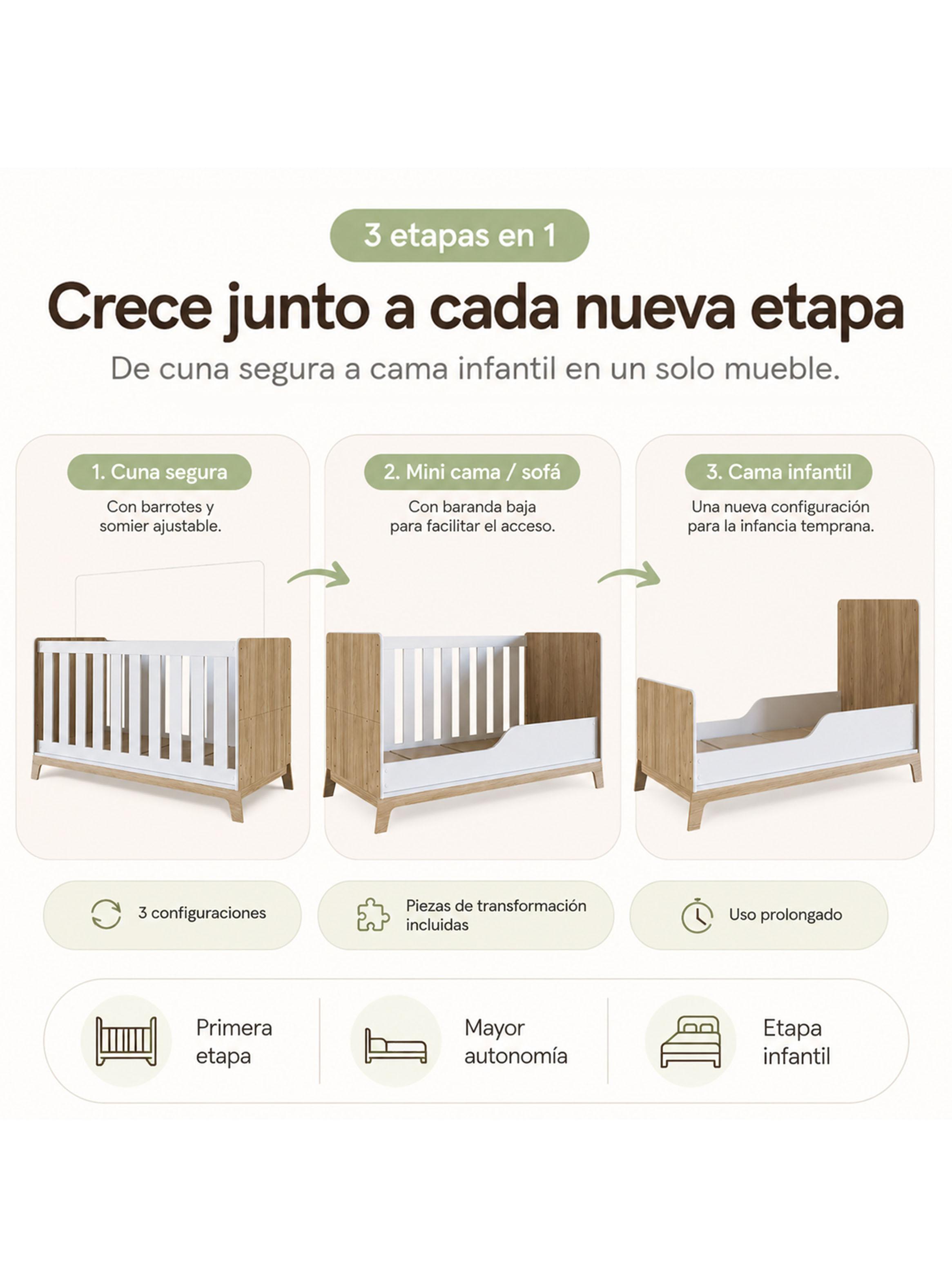 Cuna 3 Funciones Honey Blanco Miel-2