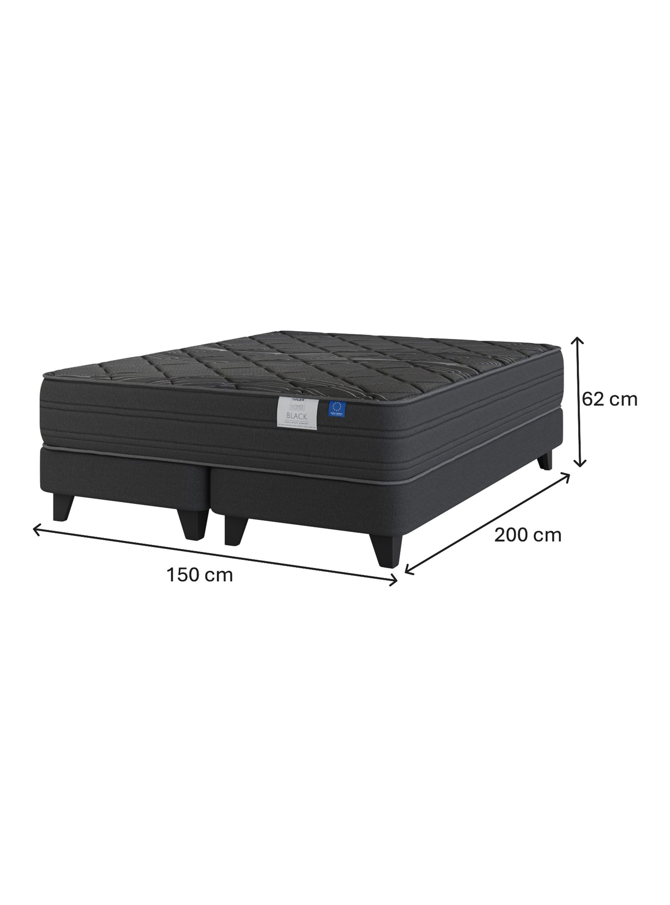 Cama Europea 2 Plazas Black Base Dividida Respaldo + Velador-1