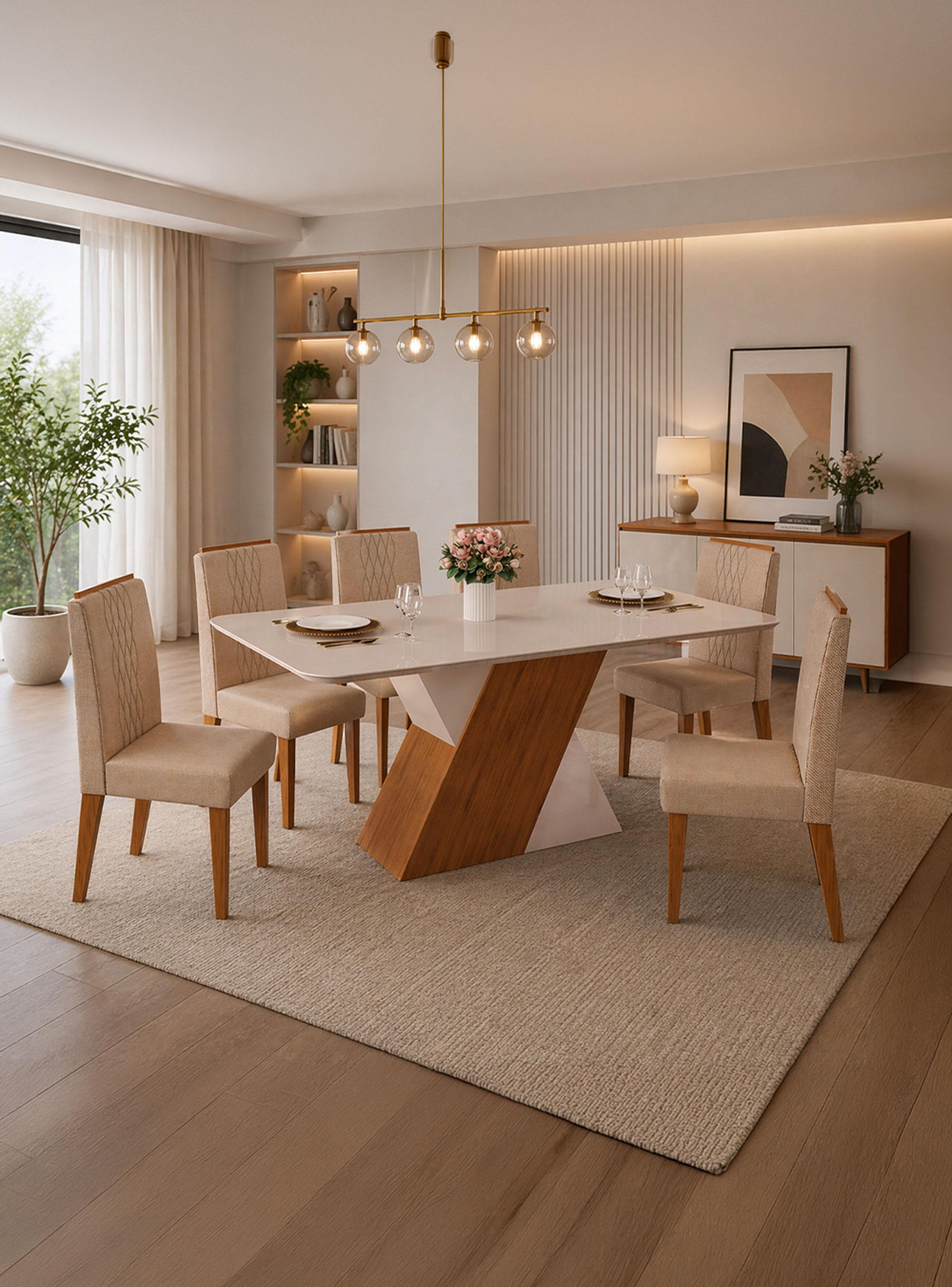 Juego de Comedor Rubi Lia + 6 Sillas-0