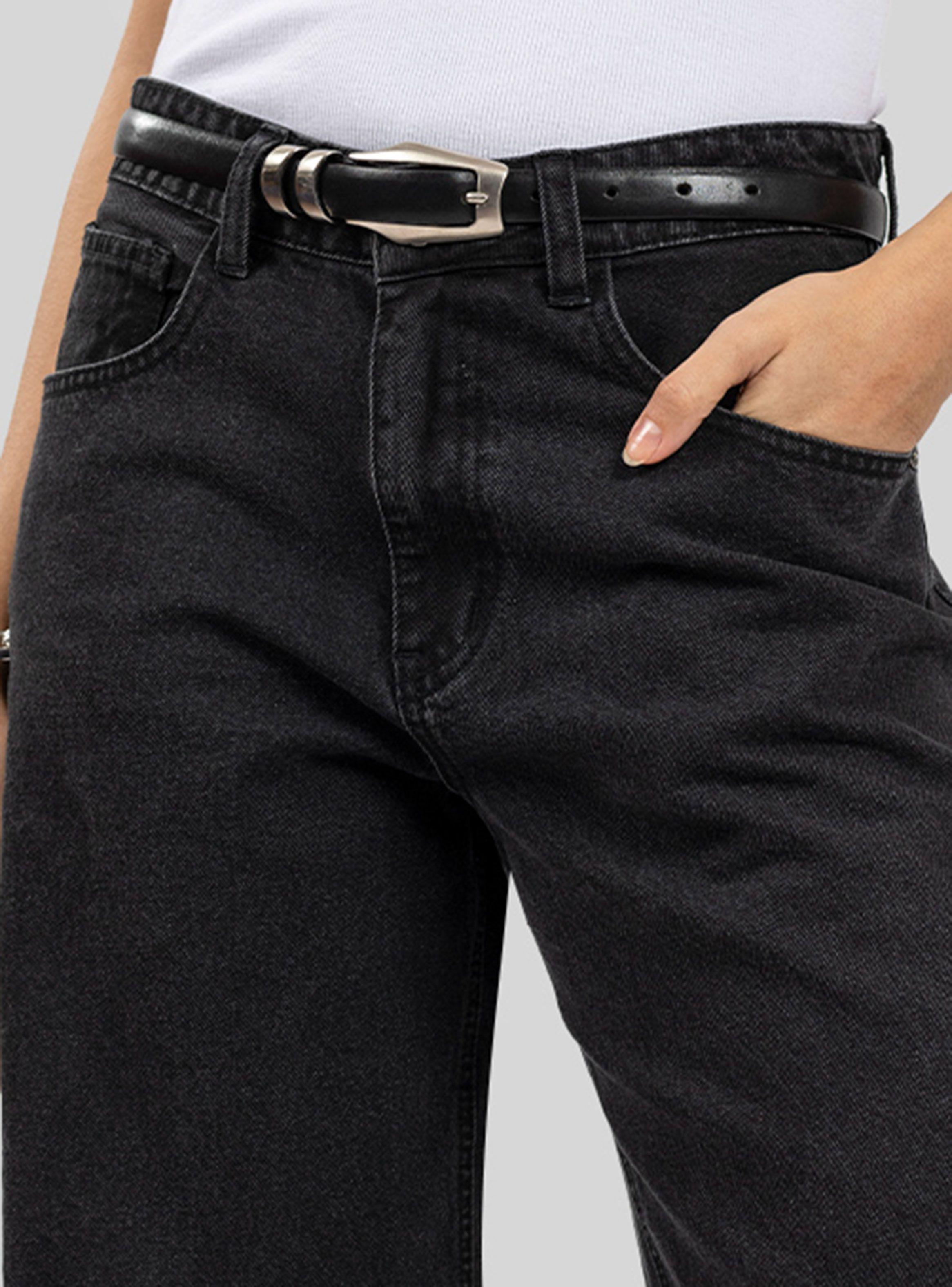 Jeans Wide Leg Tiro Alto Josefa Negro-2