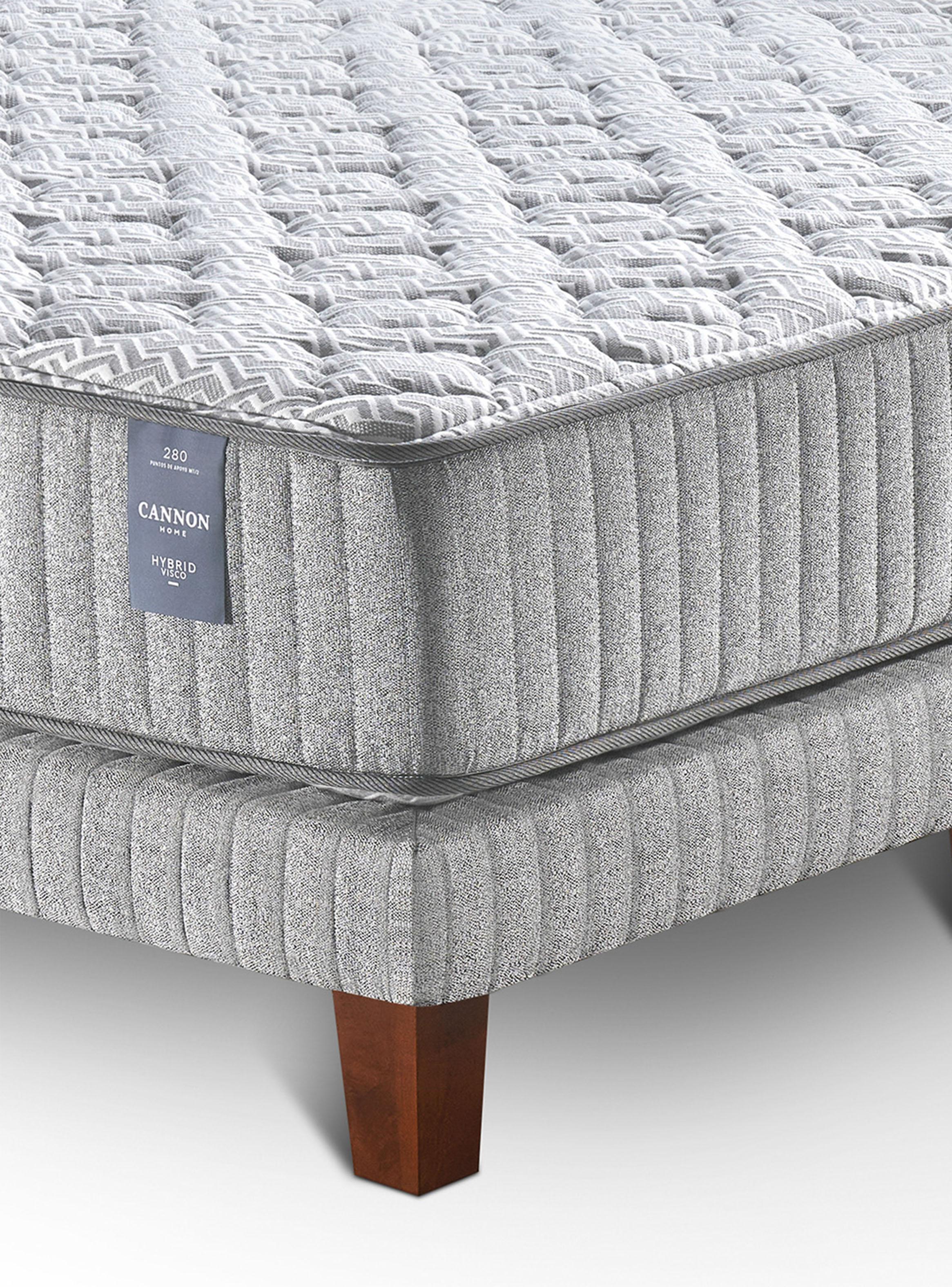 Cama Europea 2 Plazas Hybrid Visco Base Dividida + Almohada Microfibra 50x70cm-5