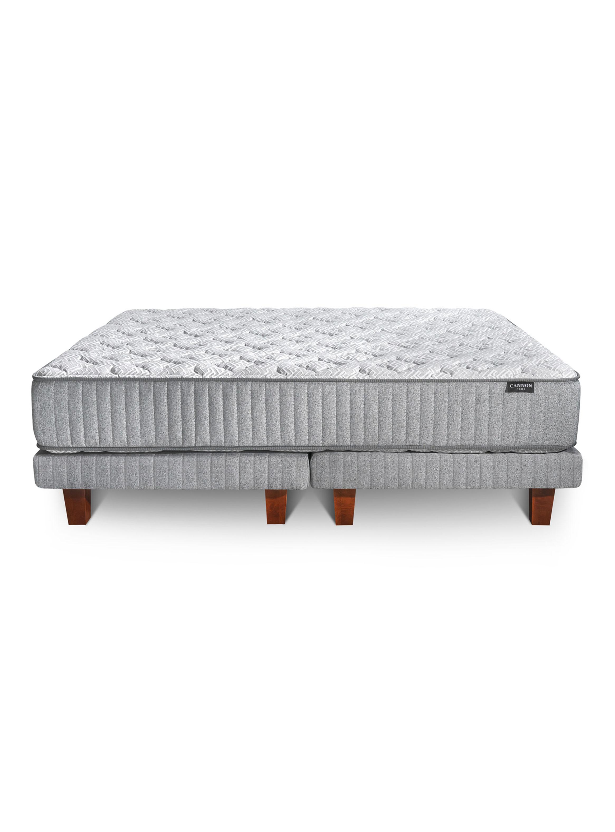 Cama Europea 2 Plazas Hybrid Visco Base Dividida + Almohada Microfibra 50x70cm-2