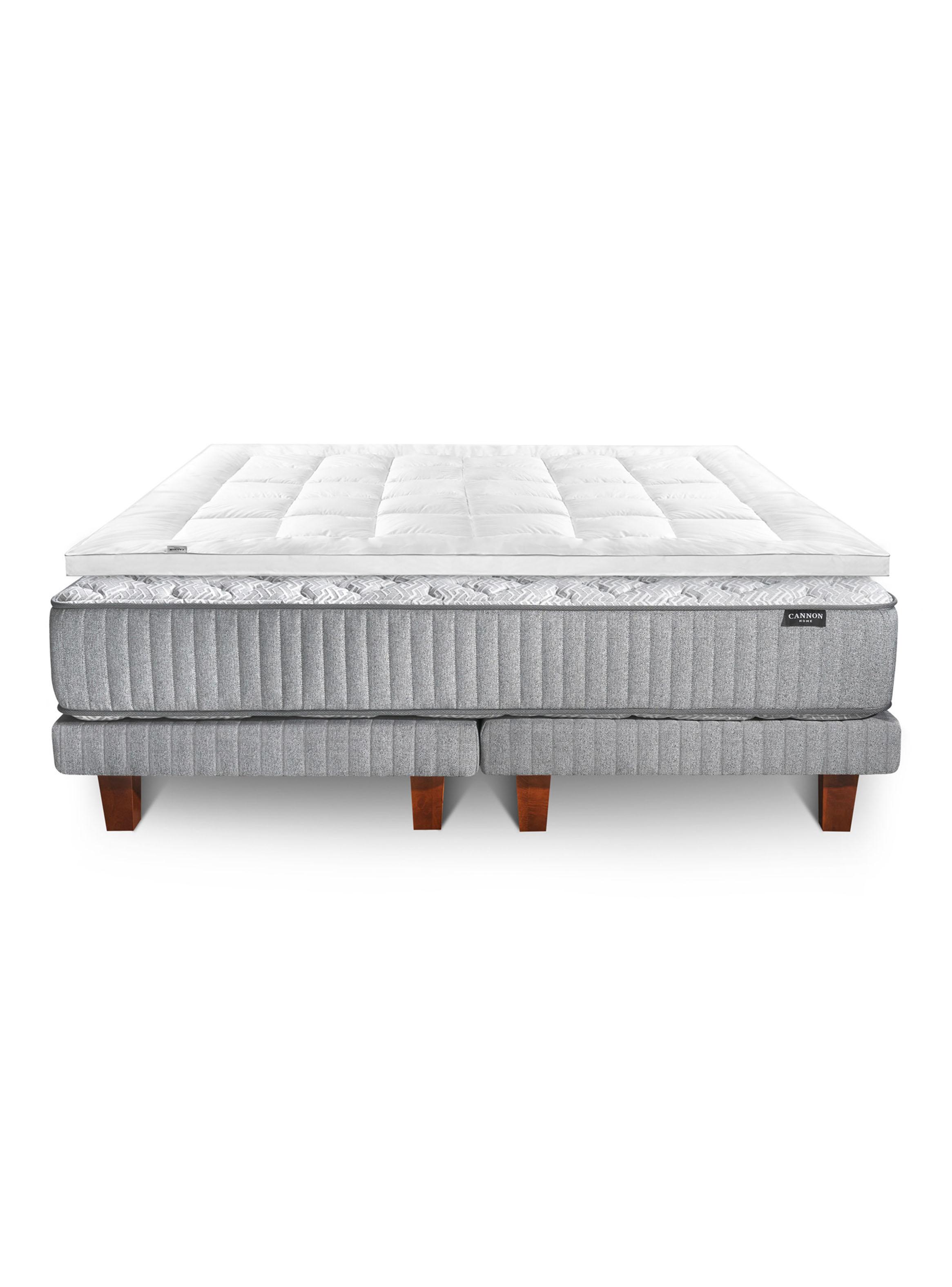 Cama Europea Hybrid Visco 2 Plazas Base Dividida  + Topper + Almohada Down Alternative-2