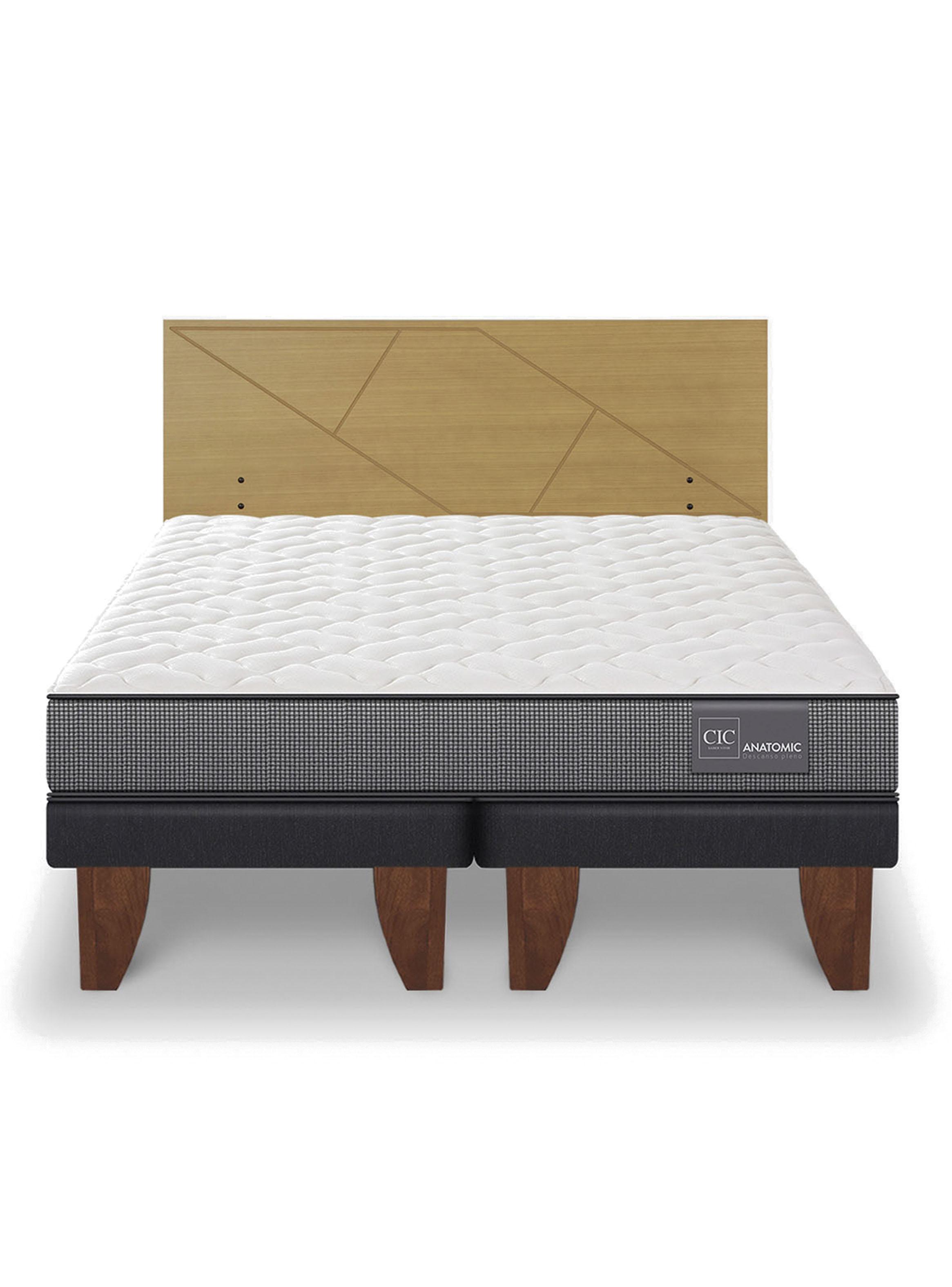 Cama Europea Anatomic King + Respaldo Villarrica Mostaza-2