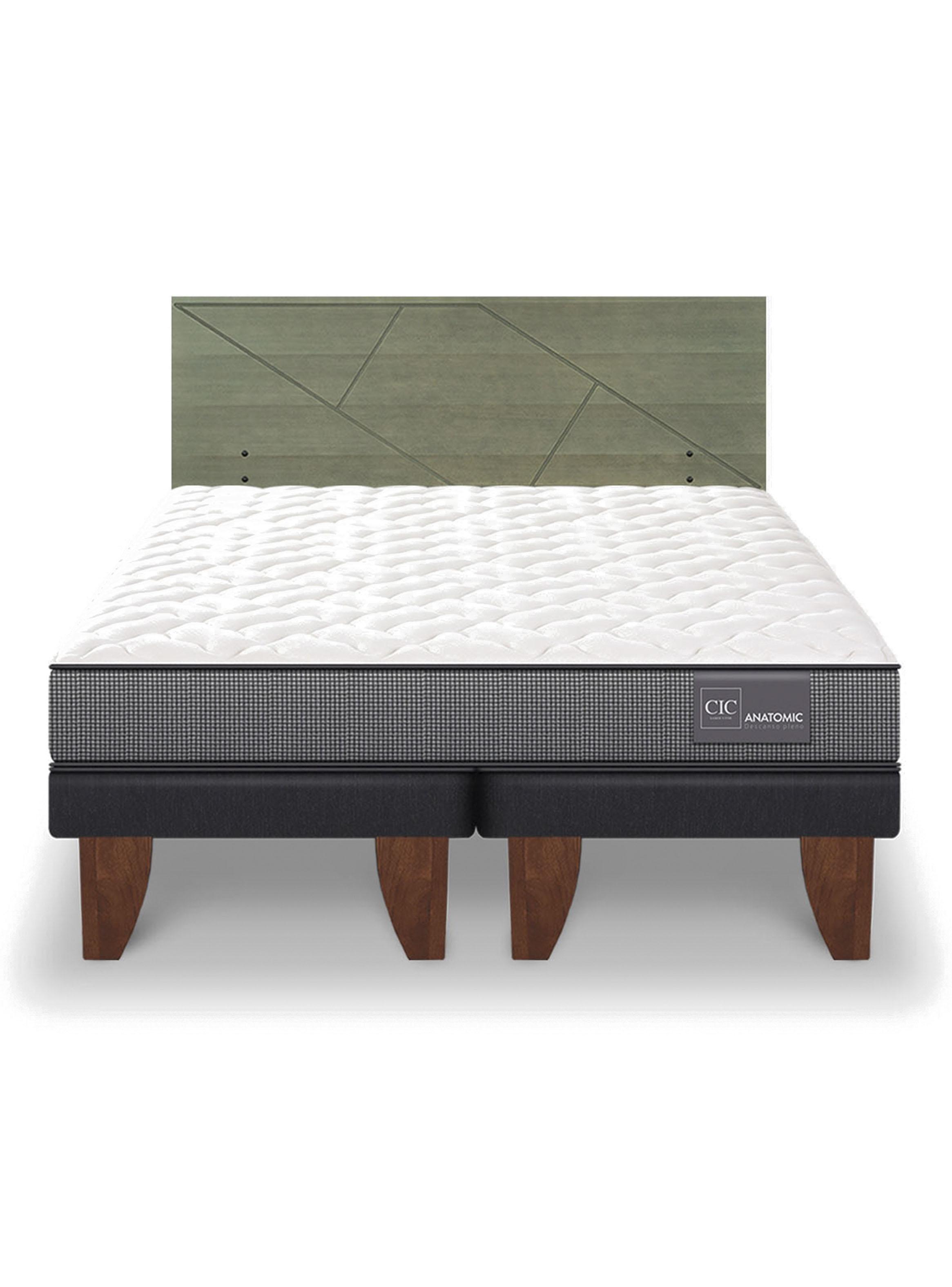 Cama Europea Anatomic King + Respaldo Villarrica Olivo-2