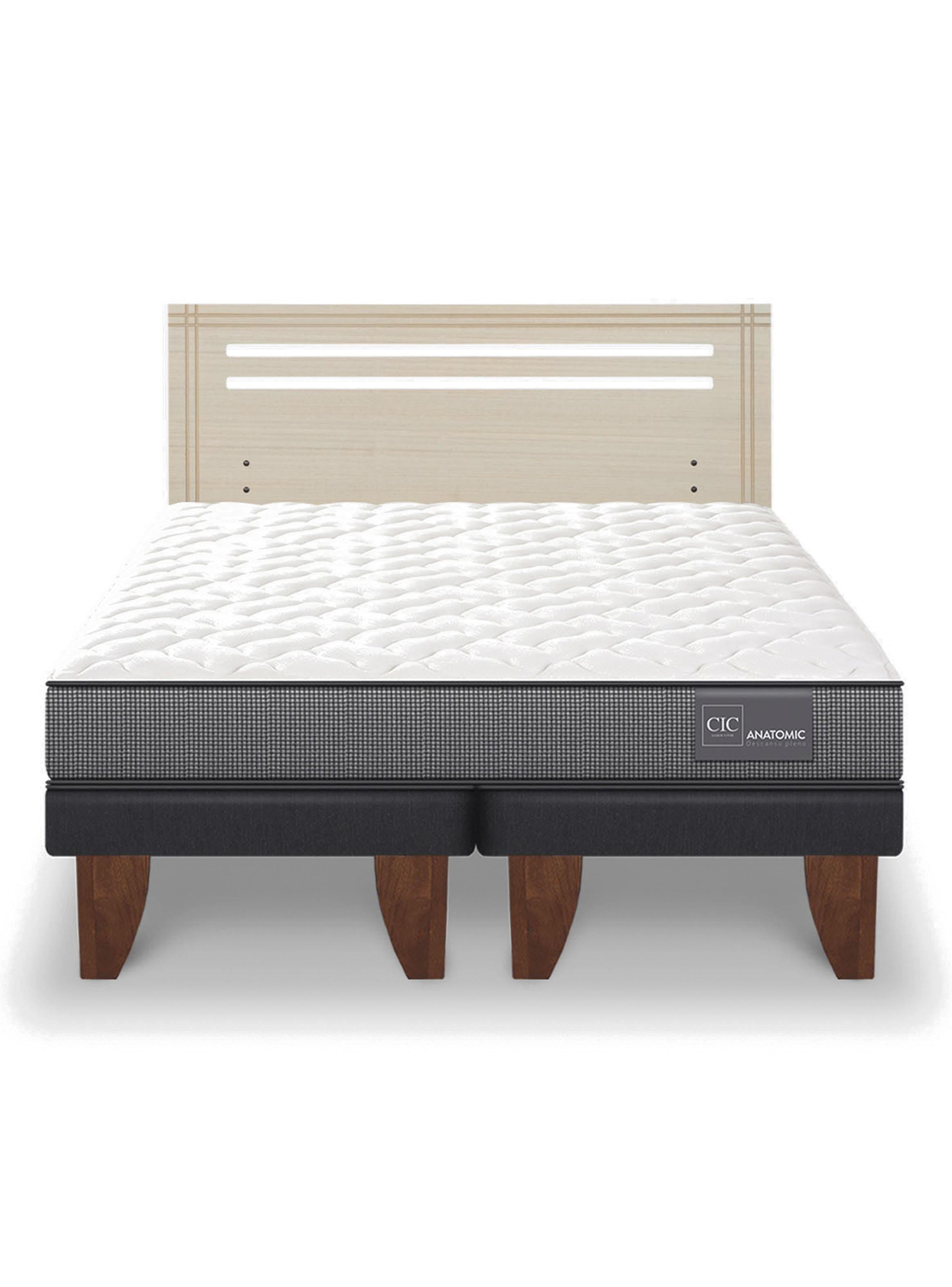 Cama Europea Anatomic 2 Plazas Base Dividida + Respaldo Múnich Alpino-2