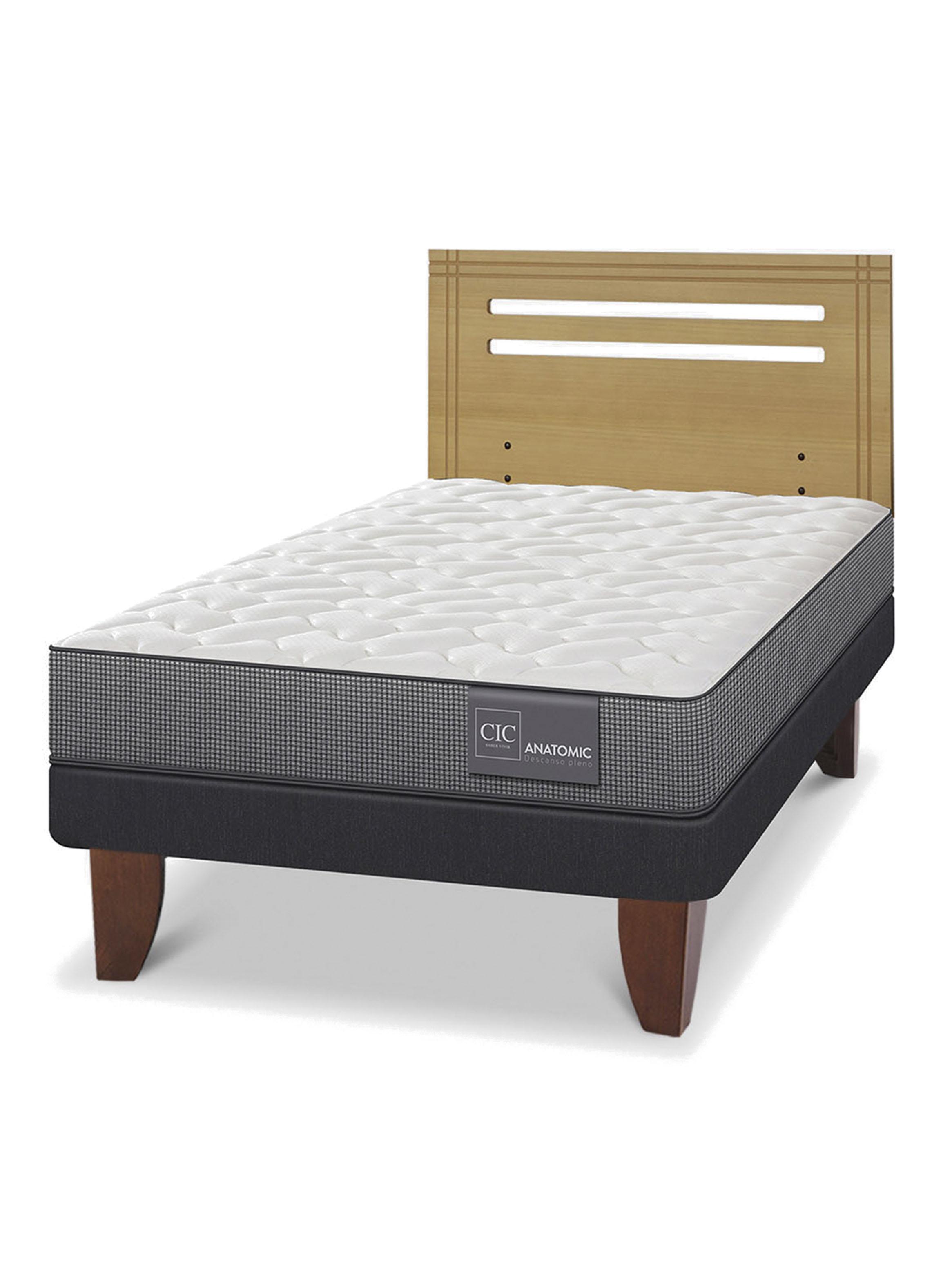 Cama Europea Anatomic 1.5 Plazas Respaldo Múnich Mostaza-0