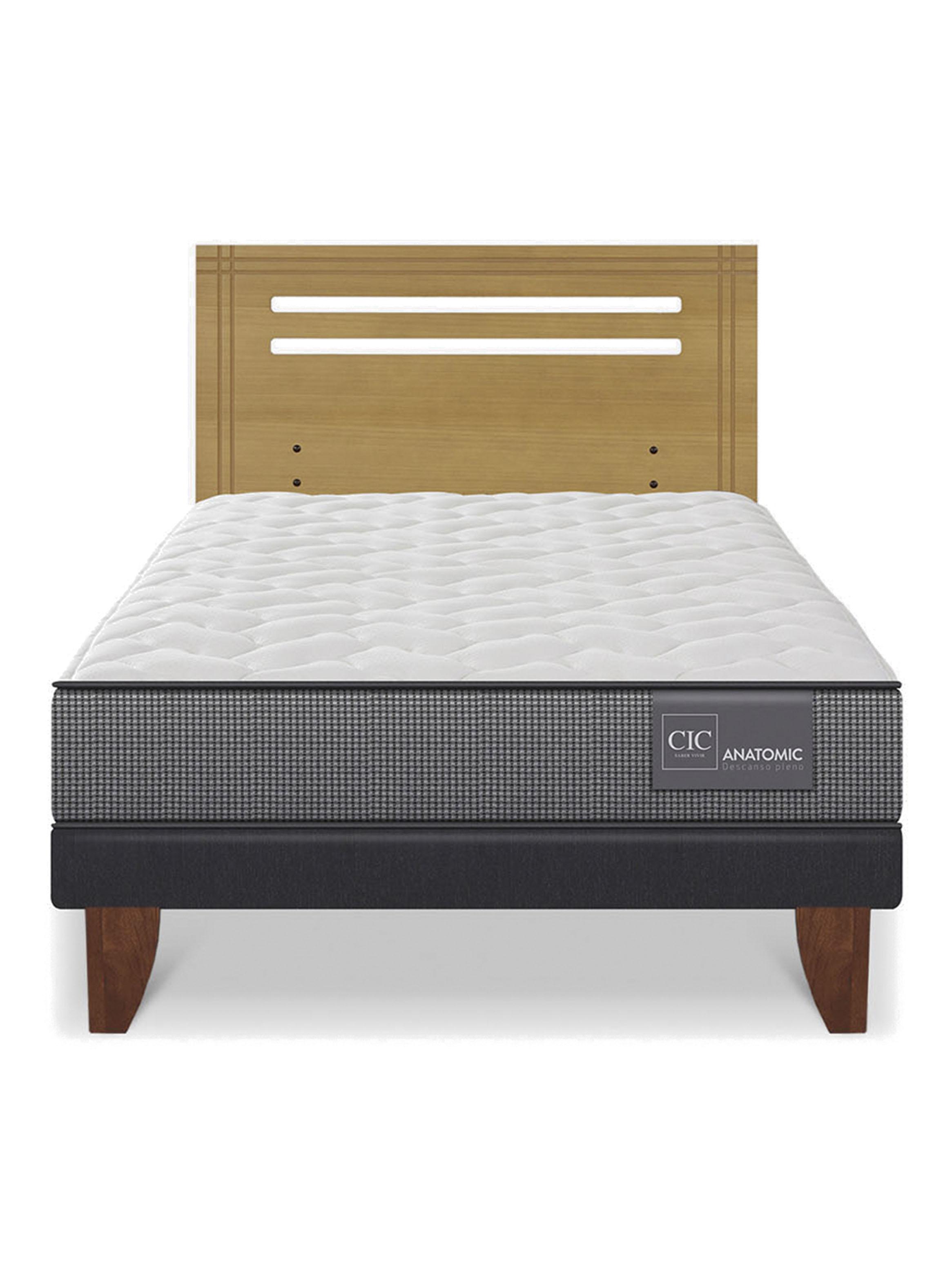 Cama Europea Anatomic 1.5 Plazas Respaldo Múnich Mostaza-2