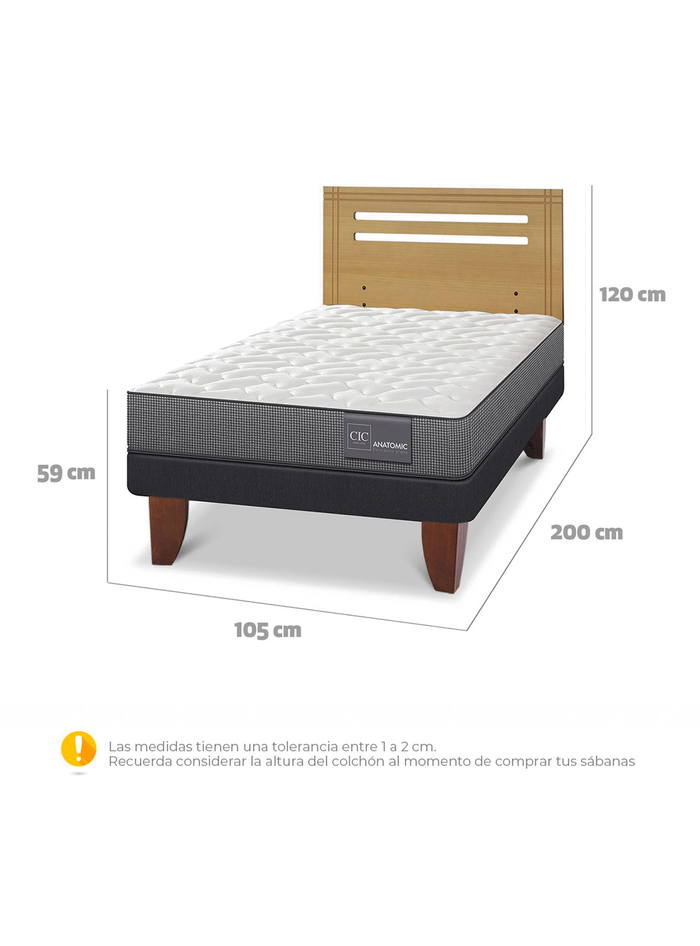 Cama Europea Anatomic 1.5 Plazas Respaldo Múnich Mostaza-1