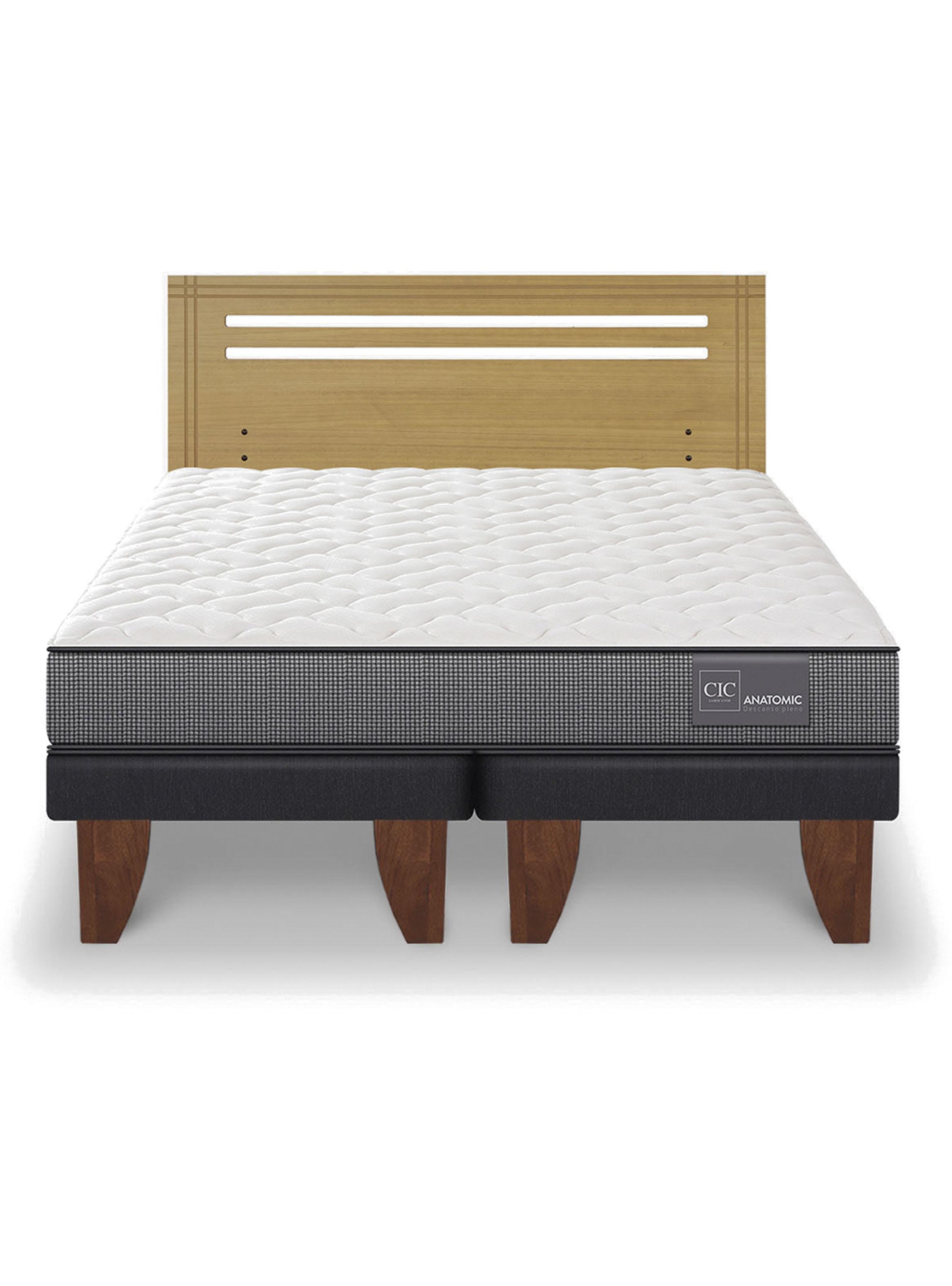 Cama Europea Anatomic 2 Plazas Base Dividida Respaldo Múnich Mostaza-2
