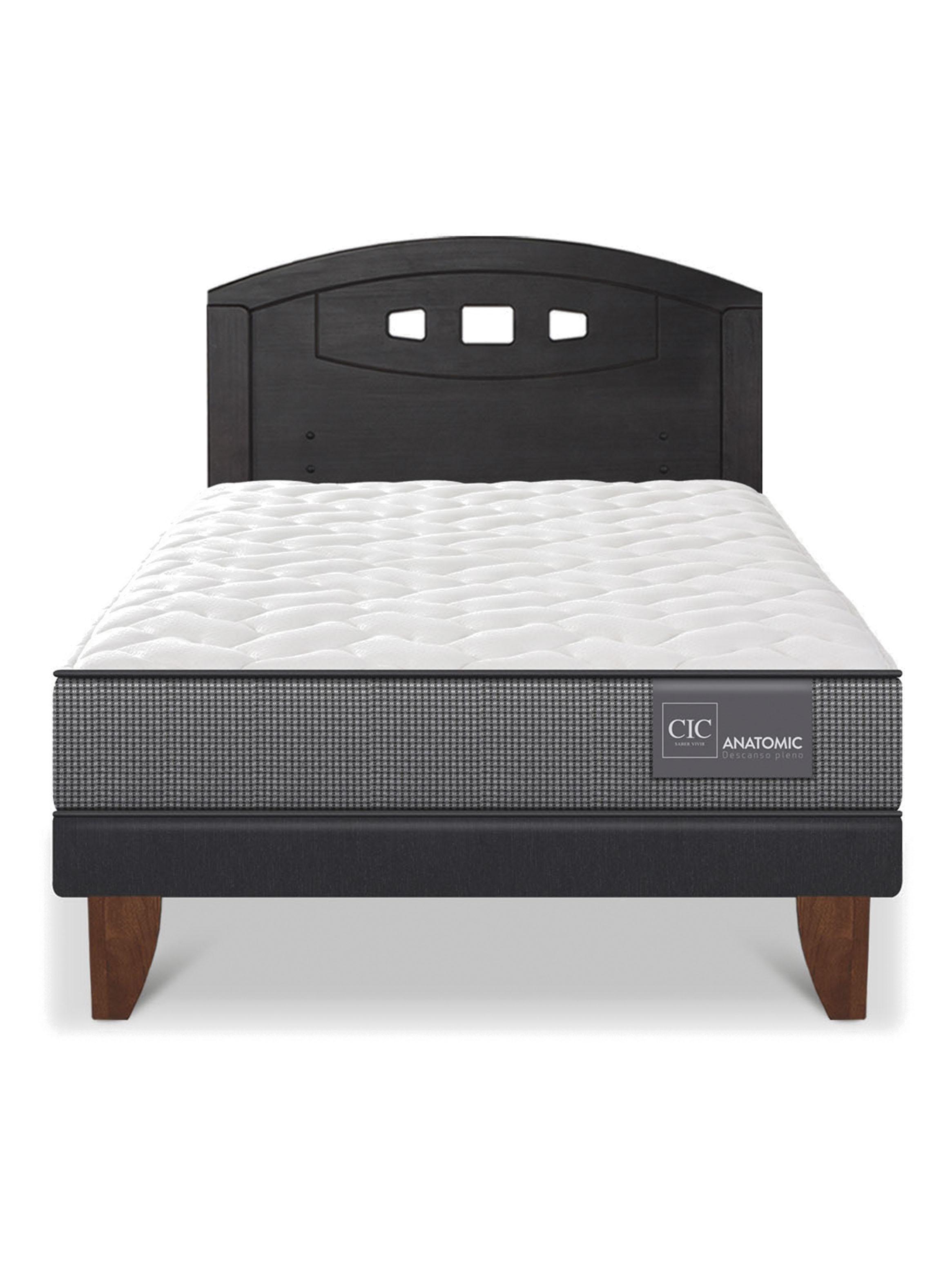 Cama Europea Anatomic 1.5 Plazas + Respaldo Gales Negro-2