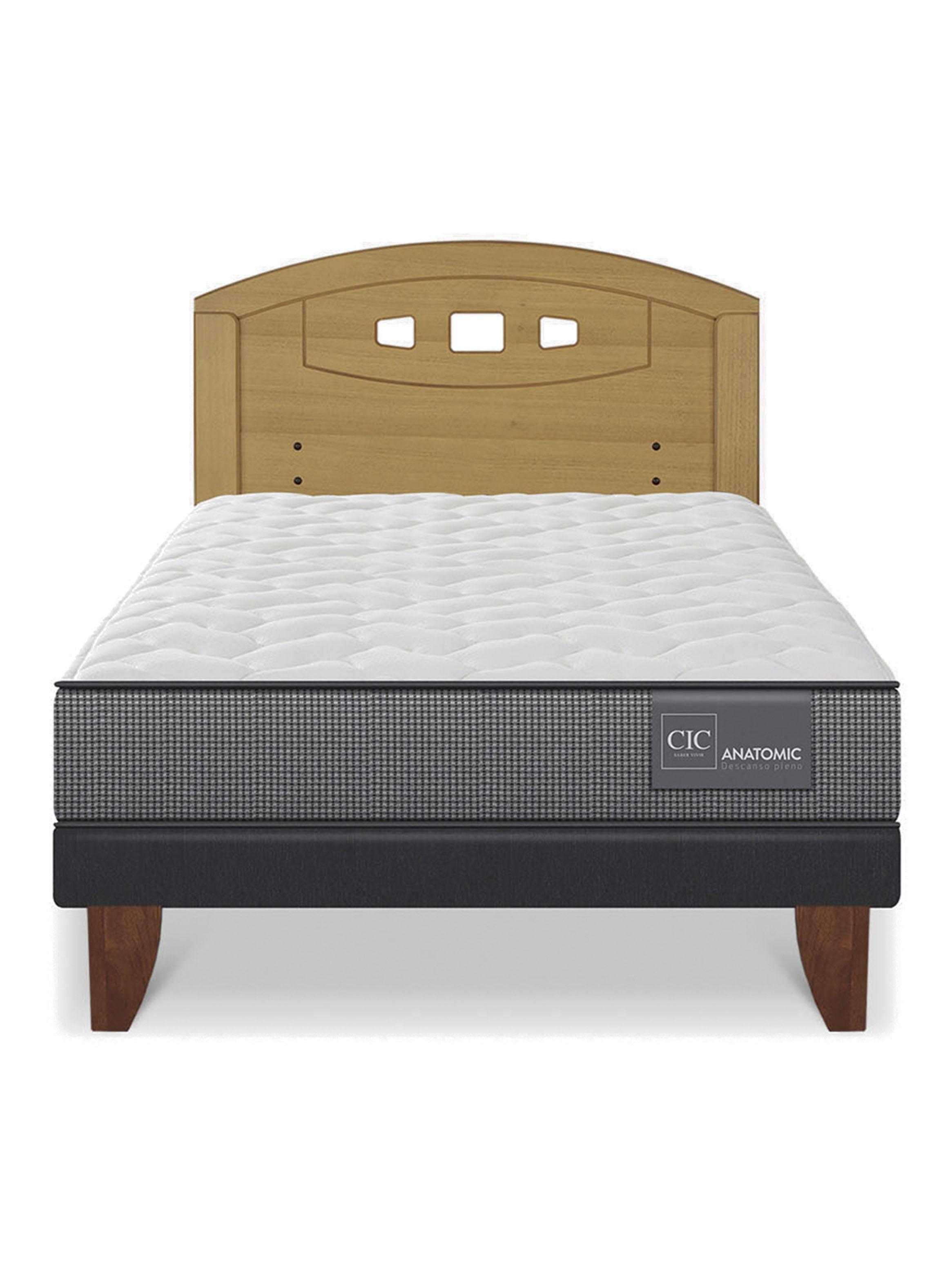 Cama Europea Anatomic 1.5 Plazas Respaldo Gales Mostaza-2