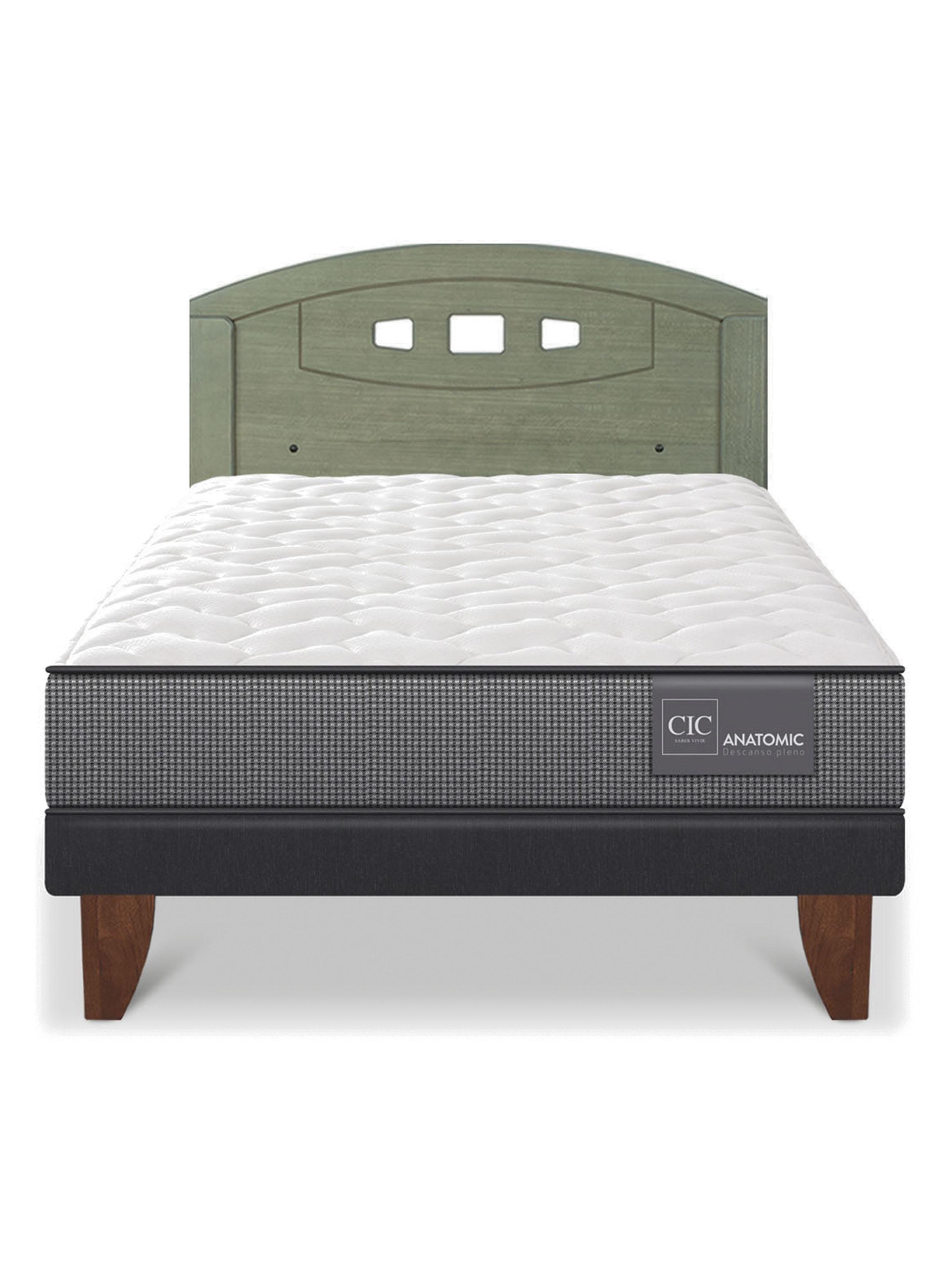 Cama Europea Anatomic 1.5 Plazas + Respaldo Gales Olivo-2