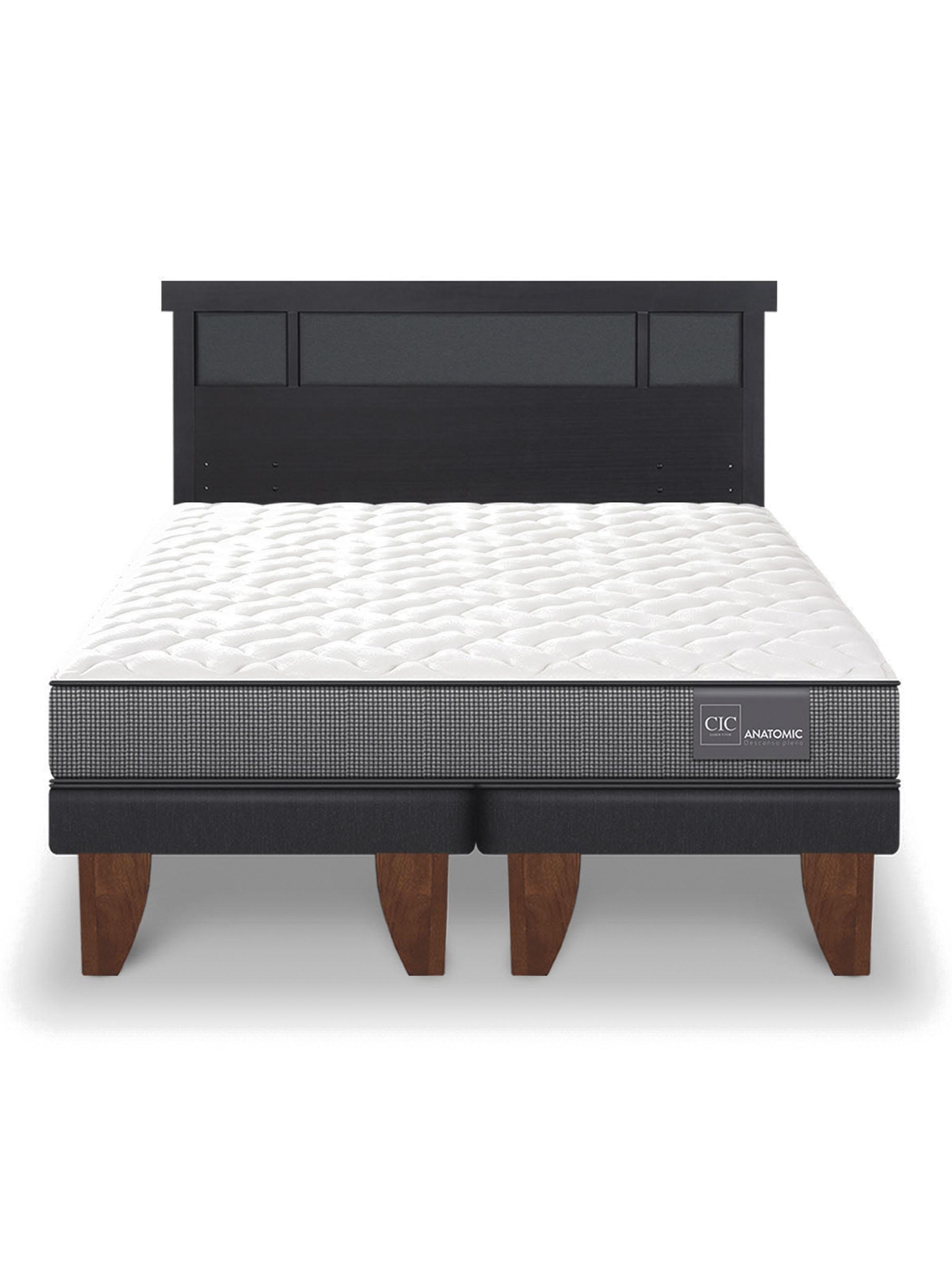 Cama Europea Anatomic King + Respaldo Dublín Negro-2