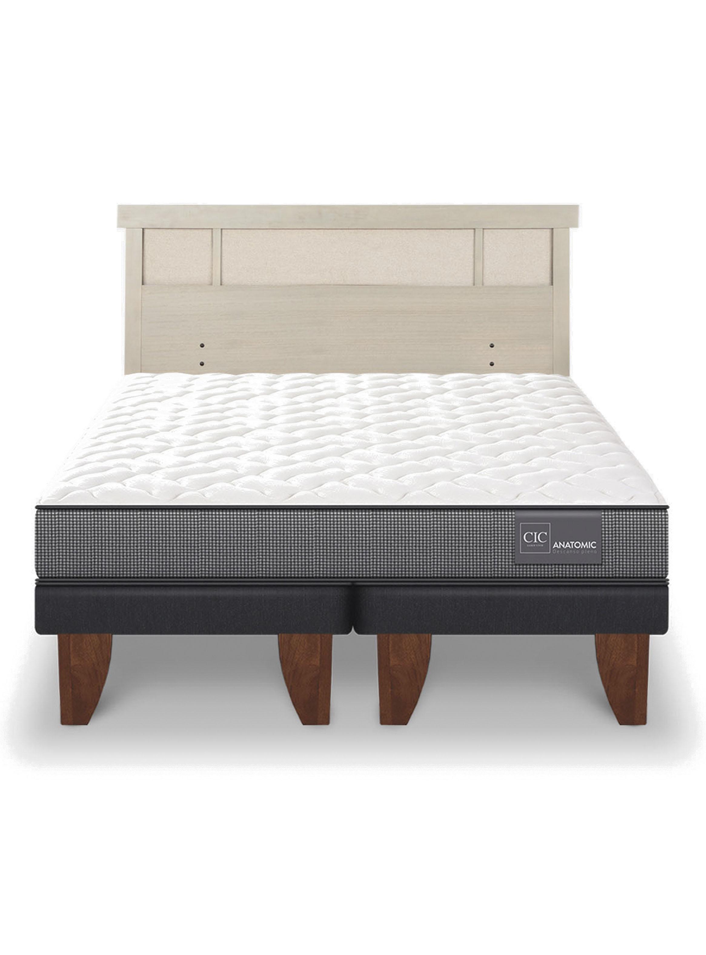 Cama Europea Anatomic 2 Plazas Base Dividida + Respaldo Dublín Alpino-2