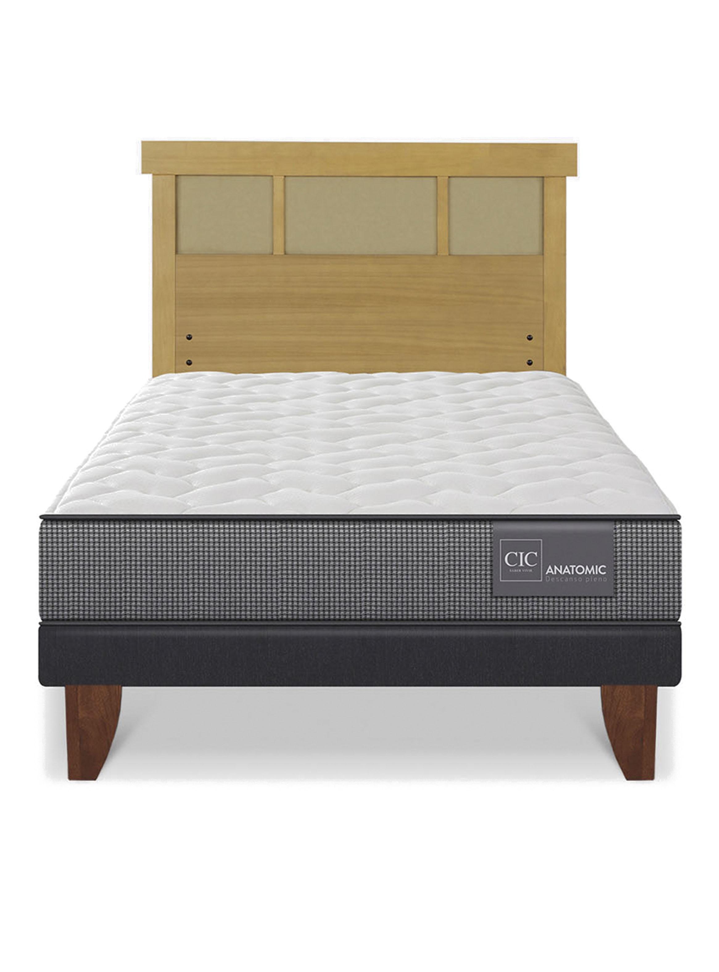 Cama Europea Anatomic 1.5 Plazas Respaldo Dublín Mostaza-2