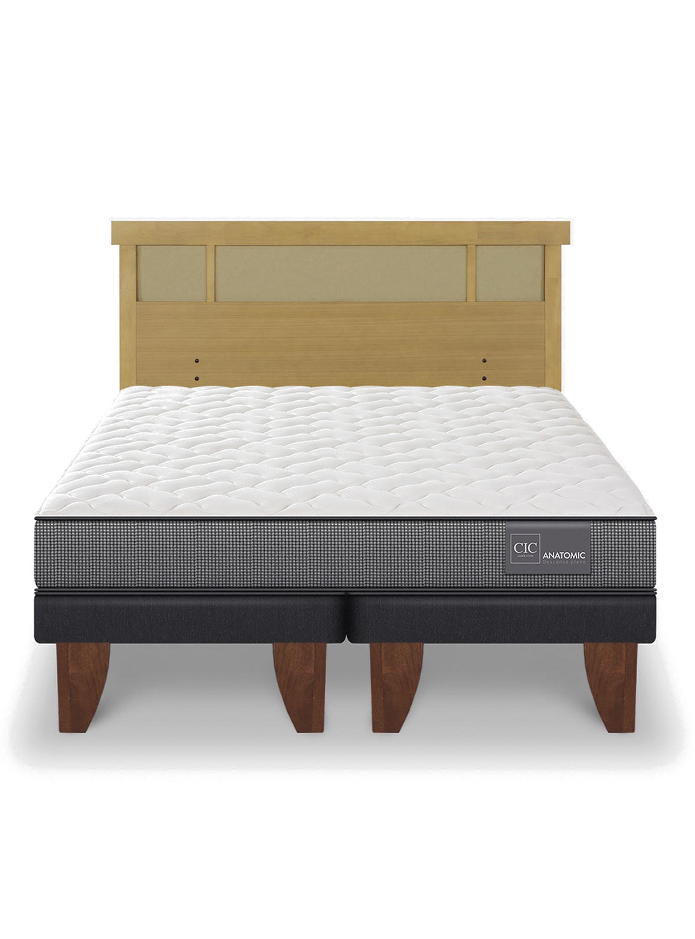 Cama Europea Anatomic 2 Plazas Base Dividida Respaldo Dublín Mostaza-2