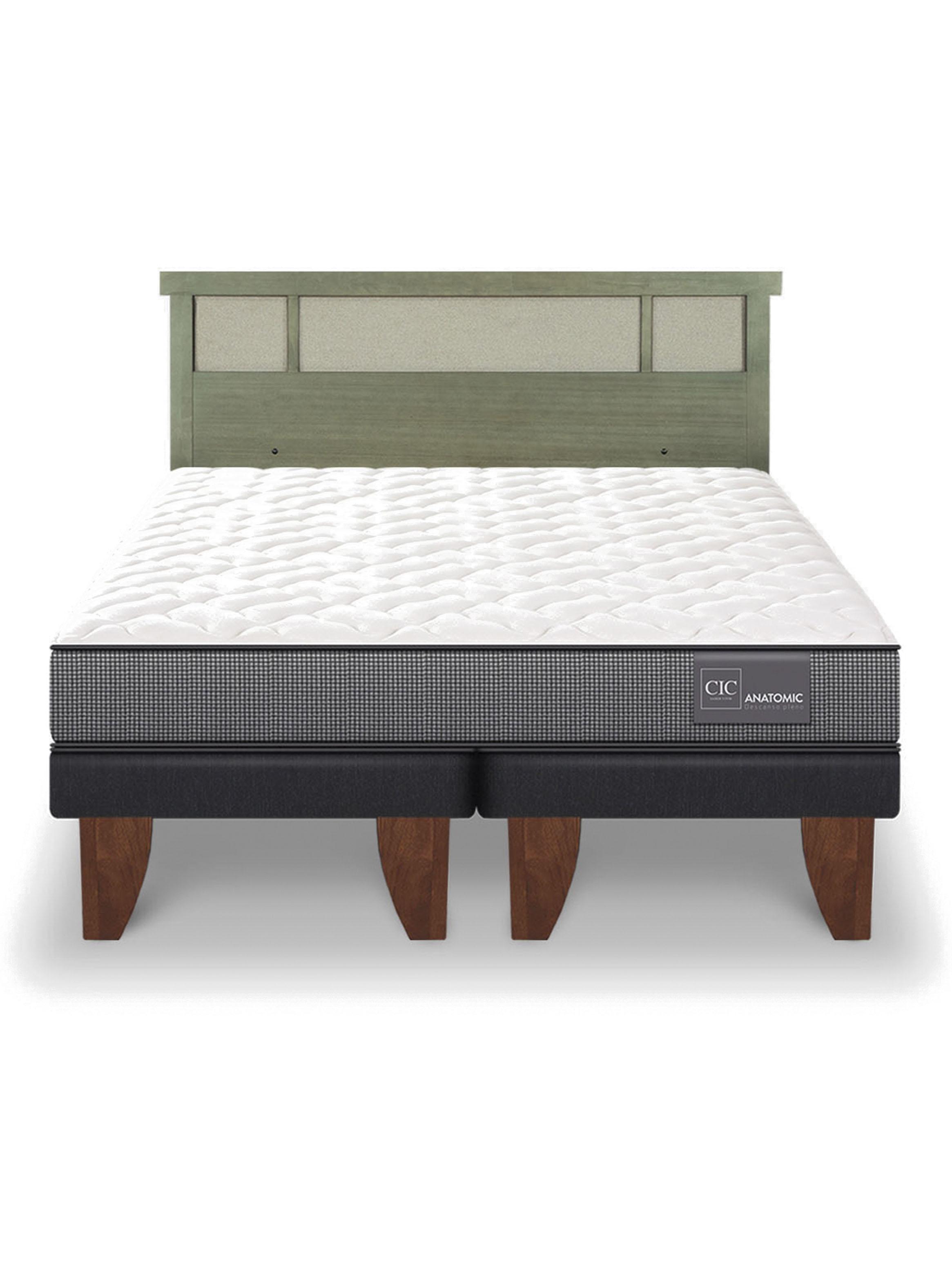 Cama Europea Anatomic King + Respaldo Dublín Olivo-2