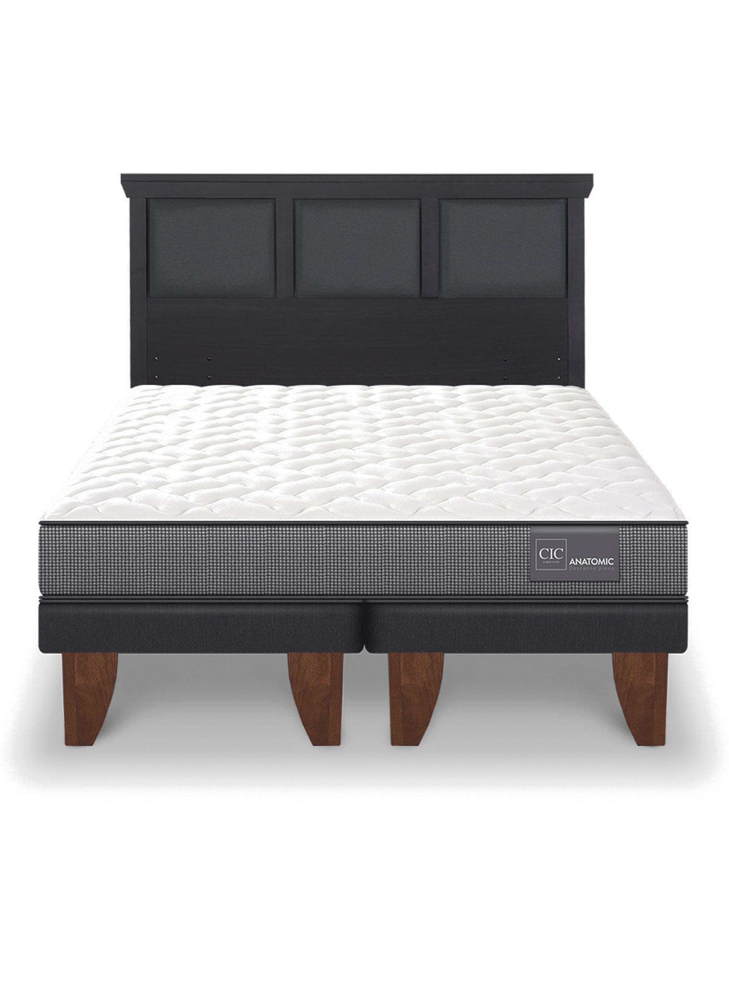 Cama Europea Anatomic King + Respaldo Torino Negro-2