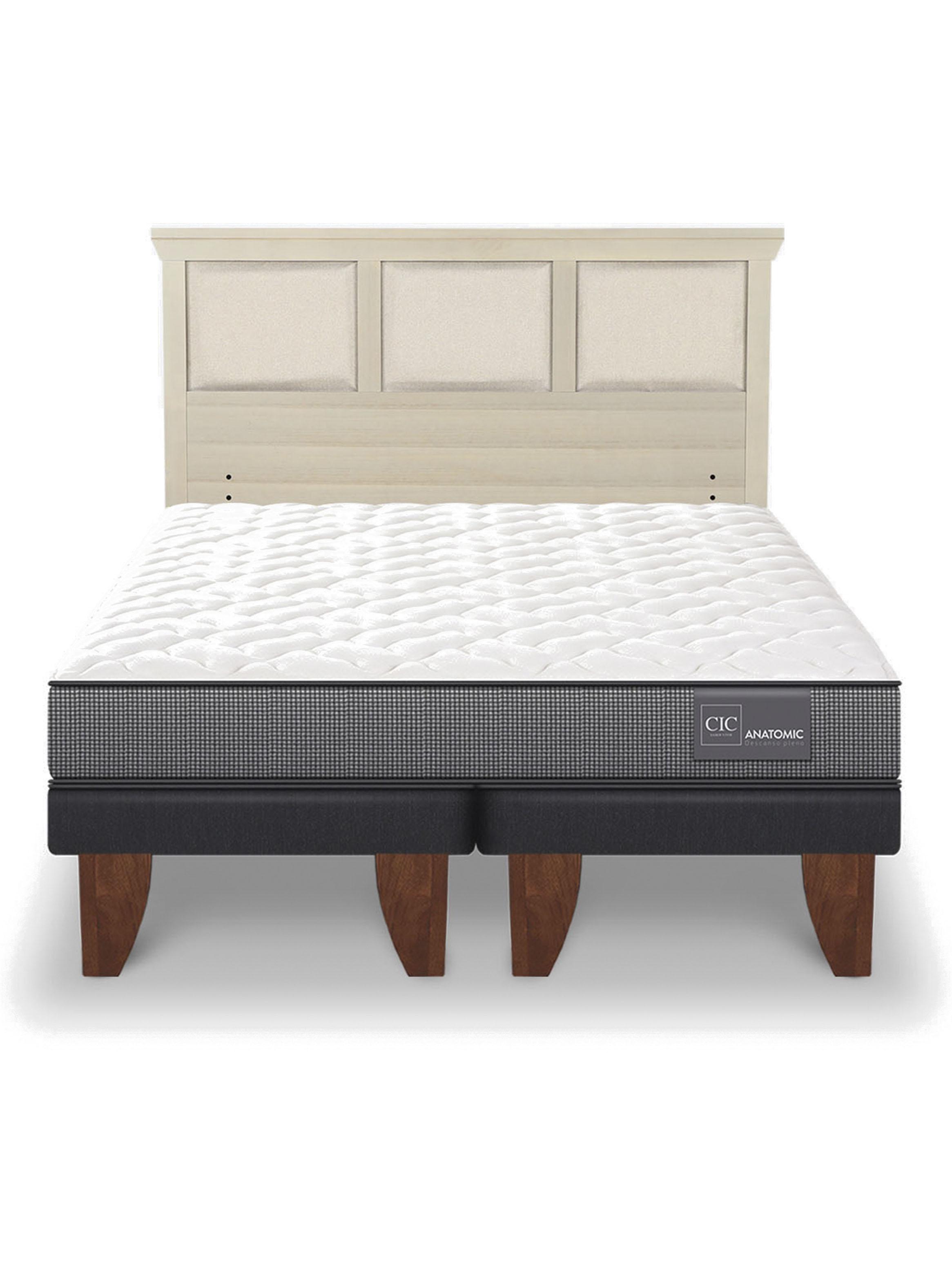 Cama Europea Anatomic 2 Plazas Base Dividida + Respaldo Torino Alpino-2