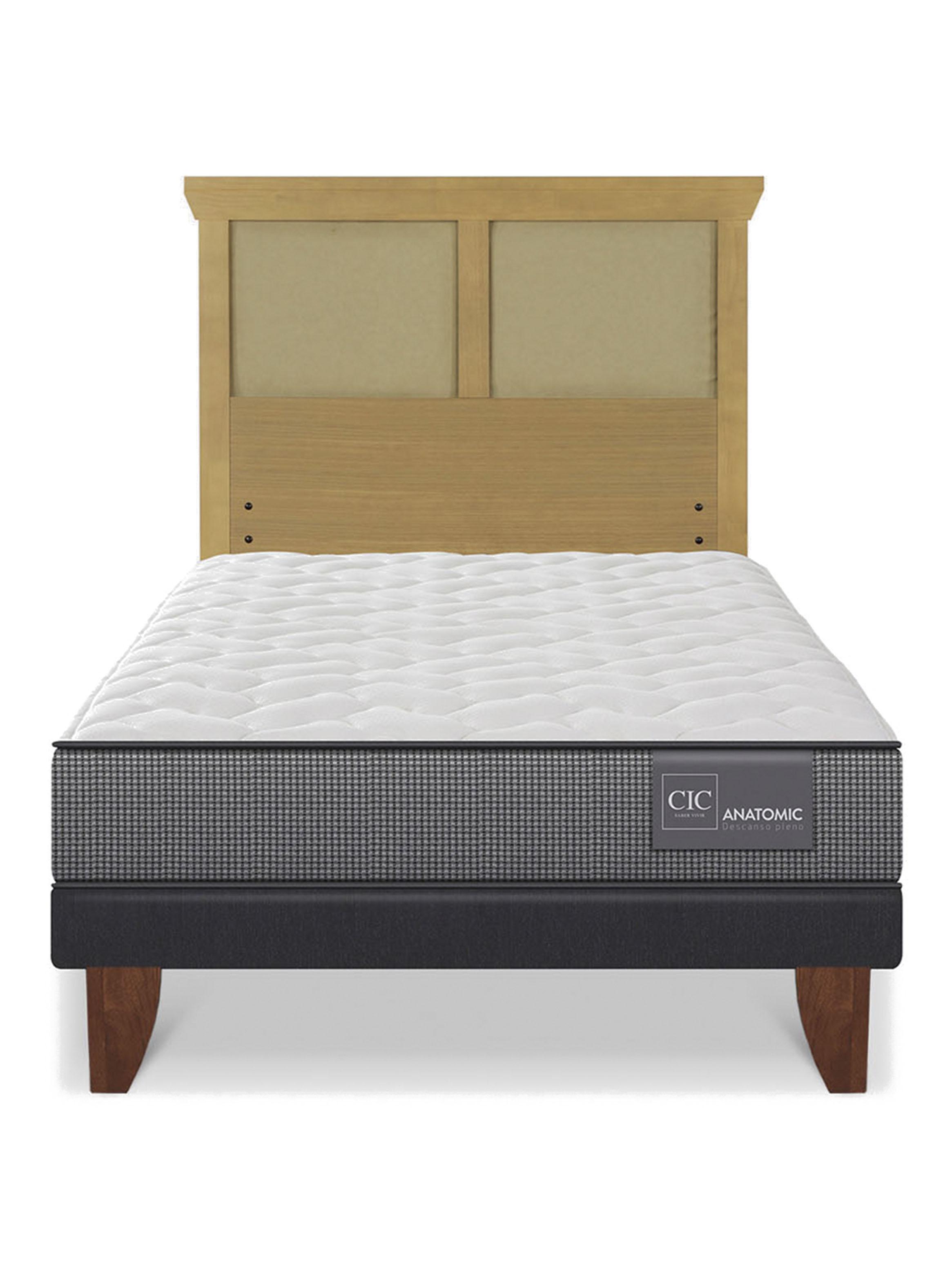Cama Europea Anatomic 1.5 Plazas Respaldo Torino Mostaza-2