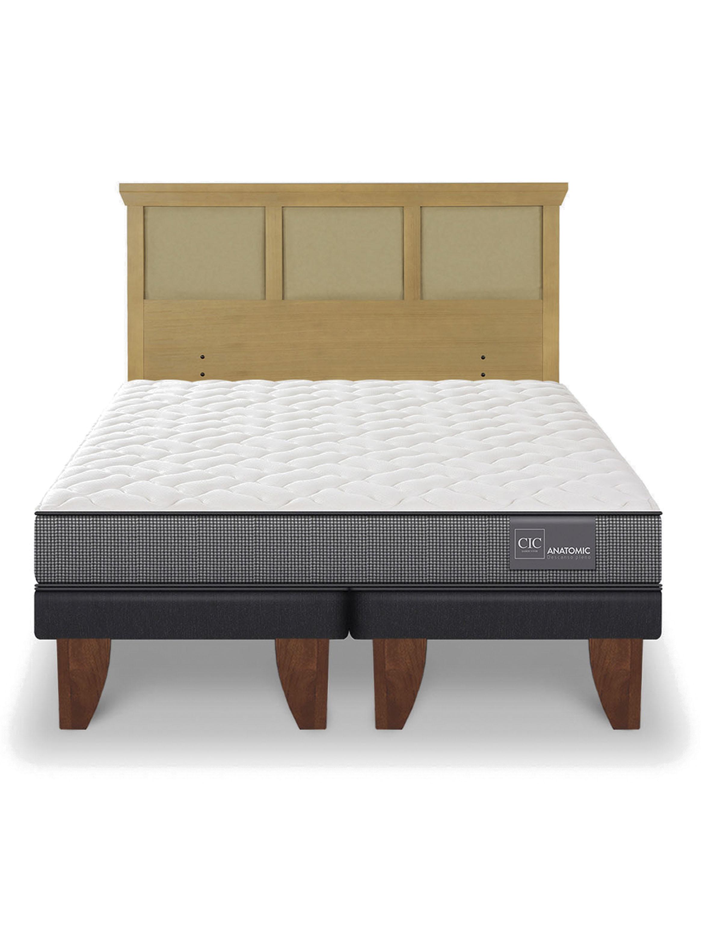 Cama Europea Anatomic 2 Plazas Base Dividida Respaldo Torino Mostaza-2
