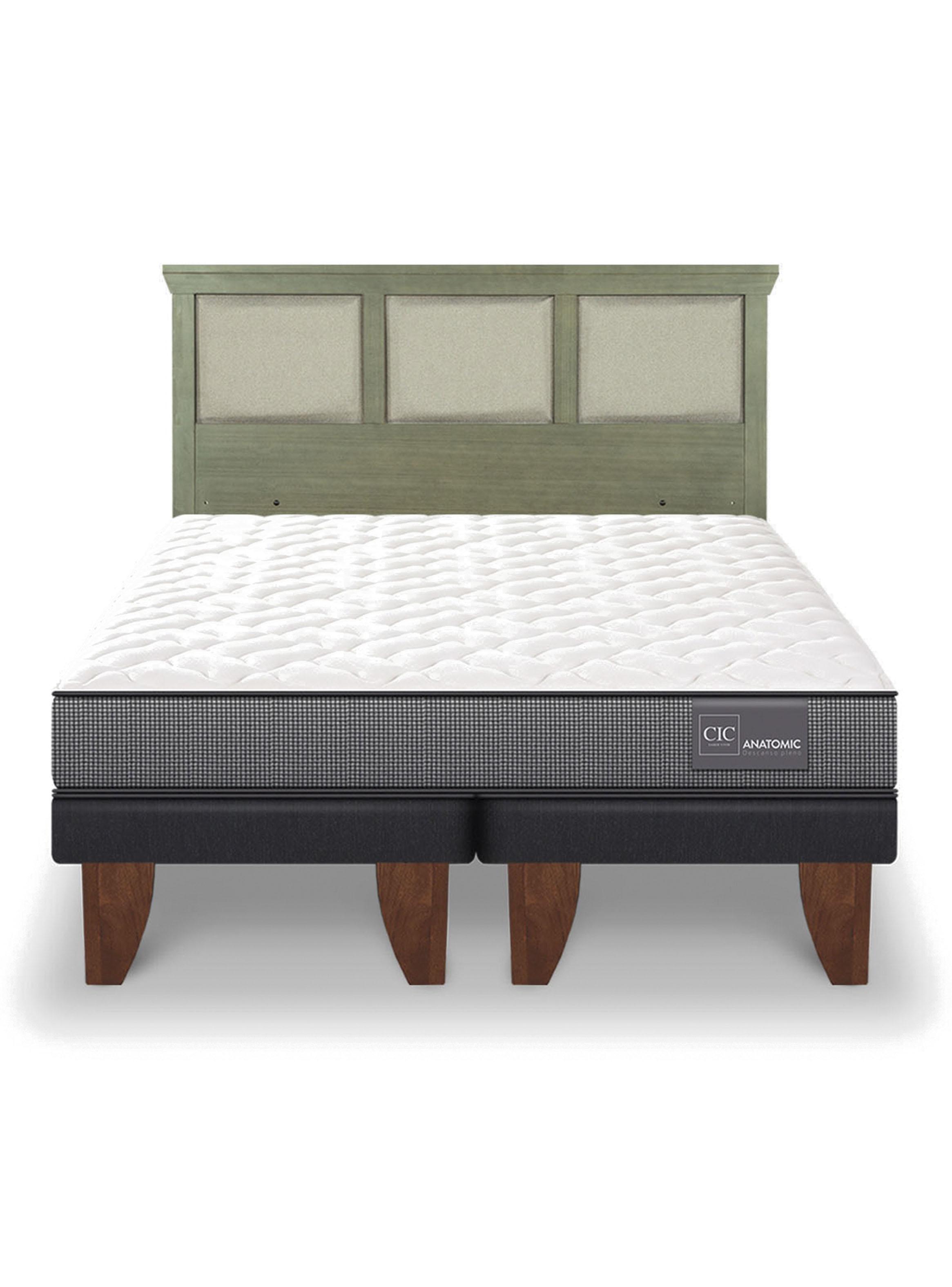 Cama Europea Anatomic King + Respaldo Torino Olivo-2