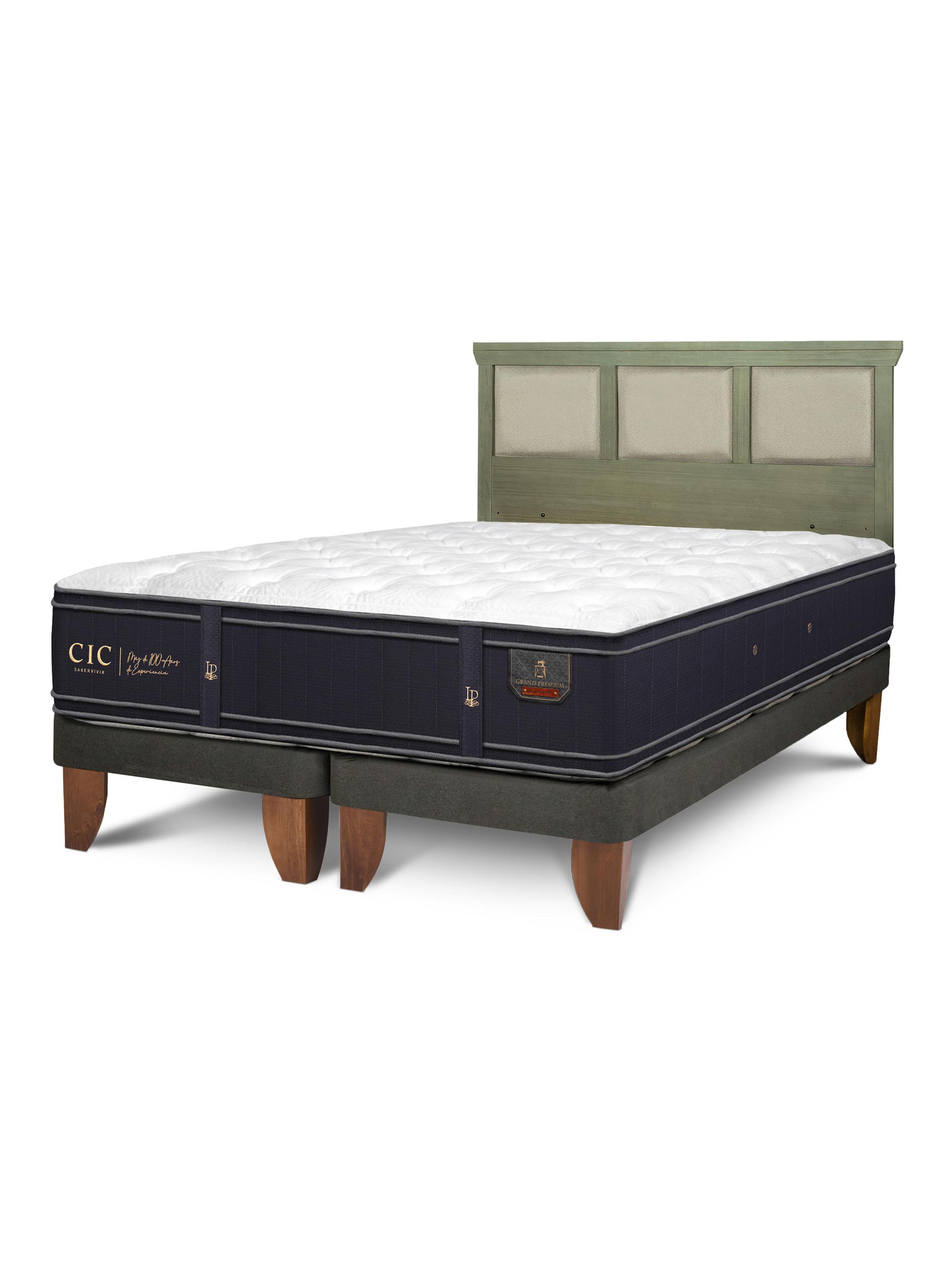 Cama Europea 2 Plazas BD Grand Premium + Respaldo Torino Olivo-0