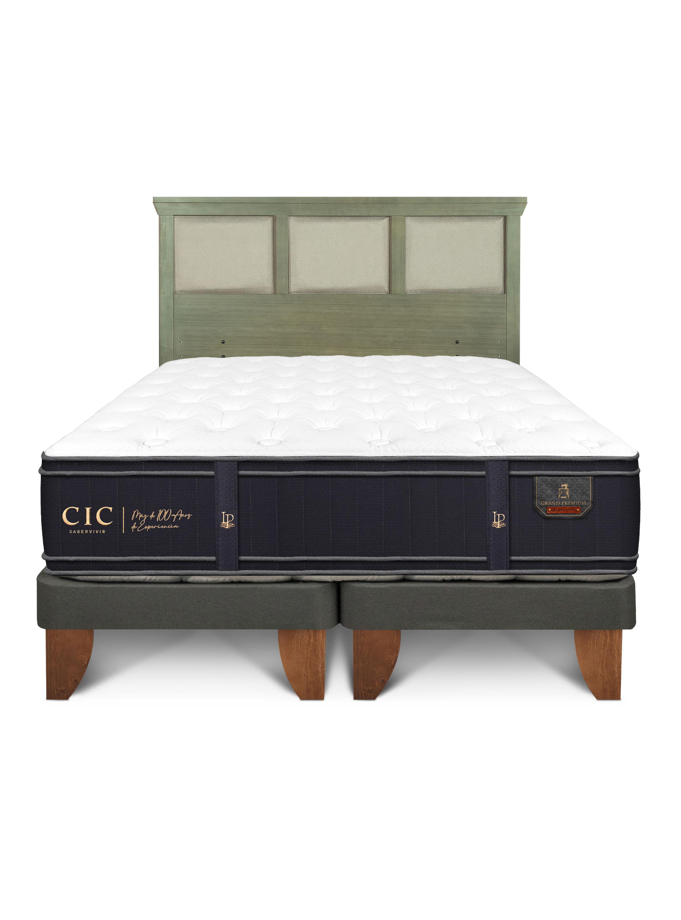 Cama Europea 2 Plazas BD Grand Premium + Respaldo Torino Olivo-2