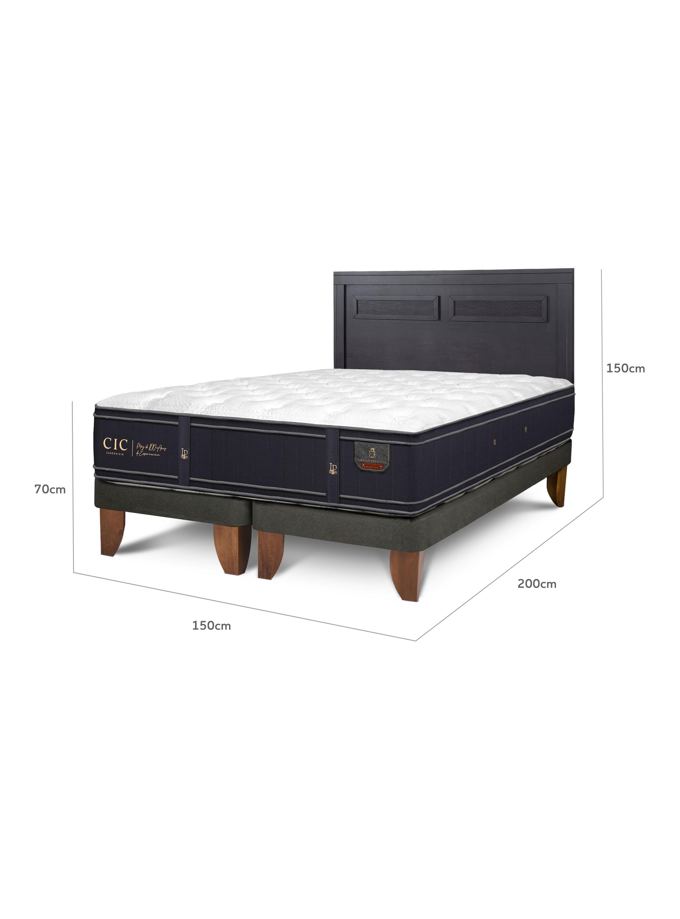 Cama Europea 2 Plazas BD Grand Premium + Respaldo Milán Negro-1