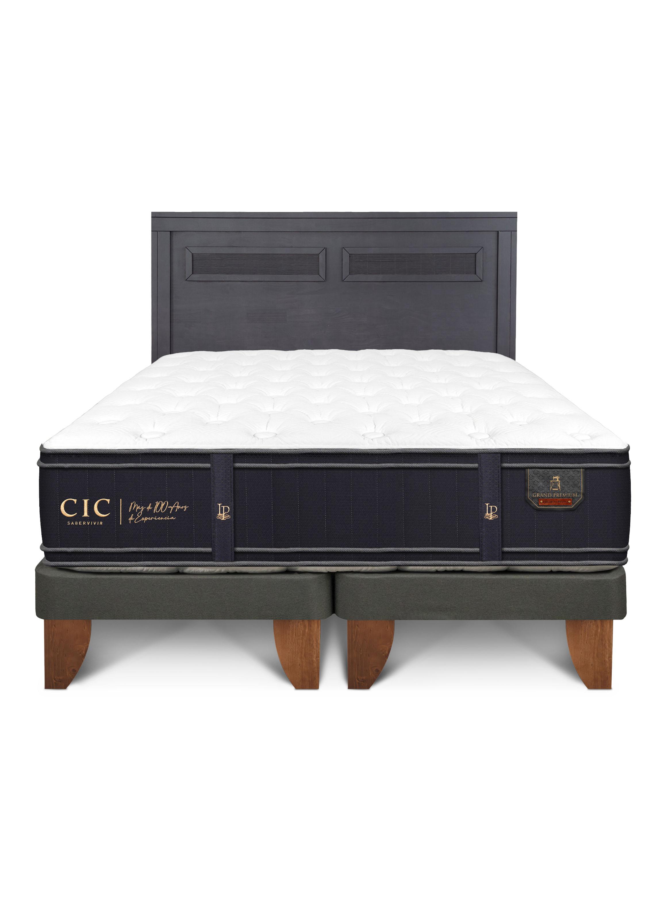 Cama Europea 2 Plazas BD Grand Premium + Respaldo Milán Negro-2