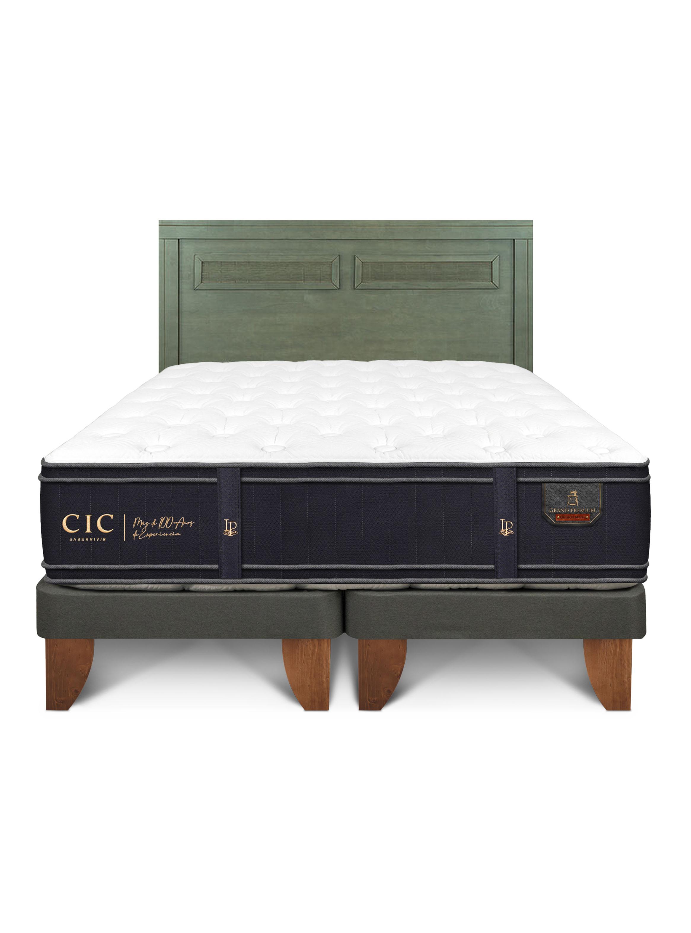 Cama Europea 2 Plazas BD Grand Premium + Respaldo Milán Olivo-2