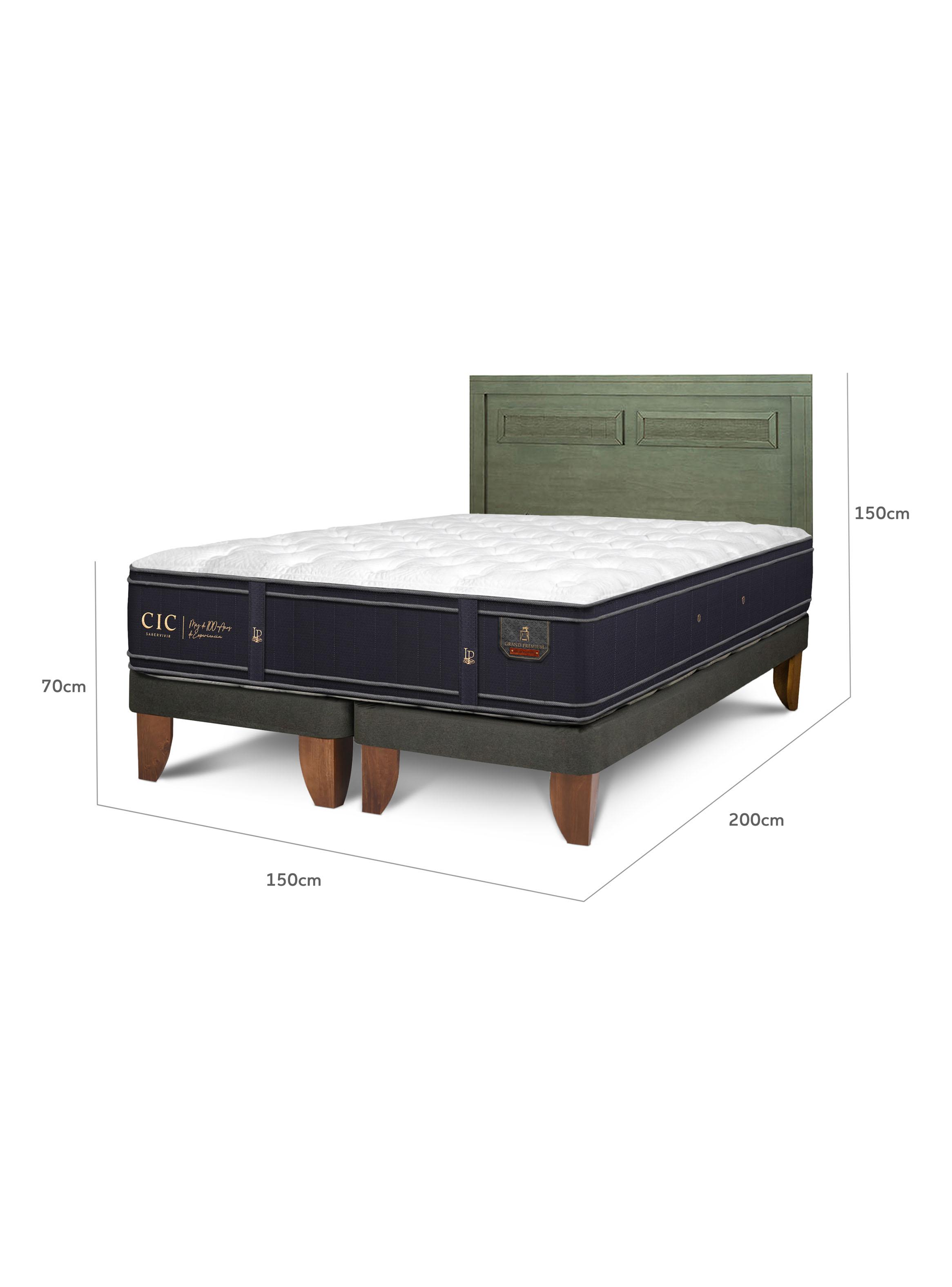Cama Europea 2 Plazas BD Grand Premium + Respaldo Milán Olivo-1