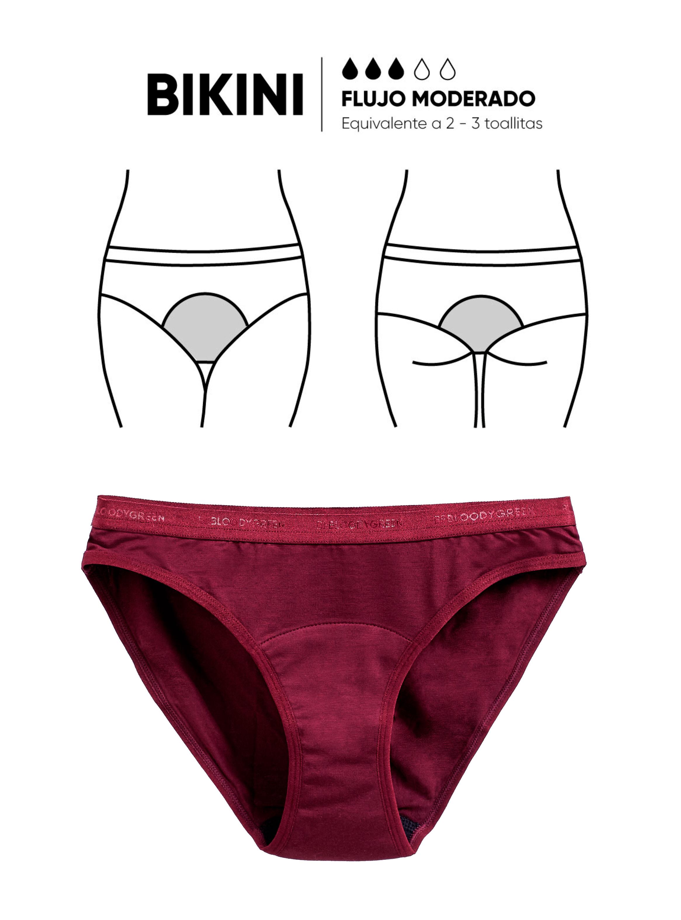 Calzón Menstrual Bikini Flujo Moderado Burdeos-2