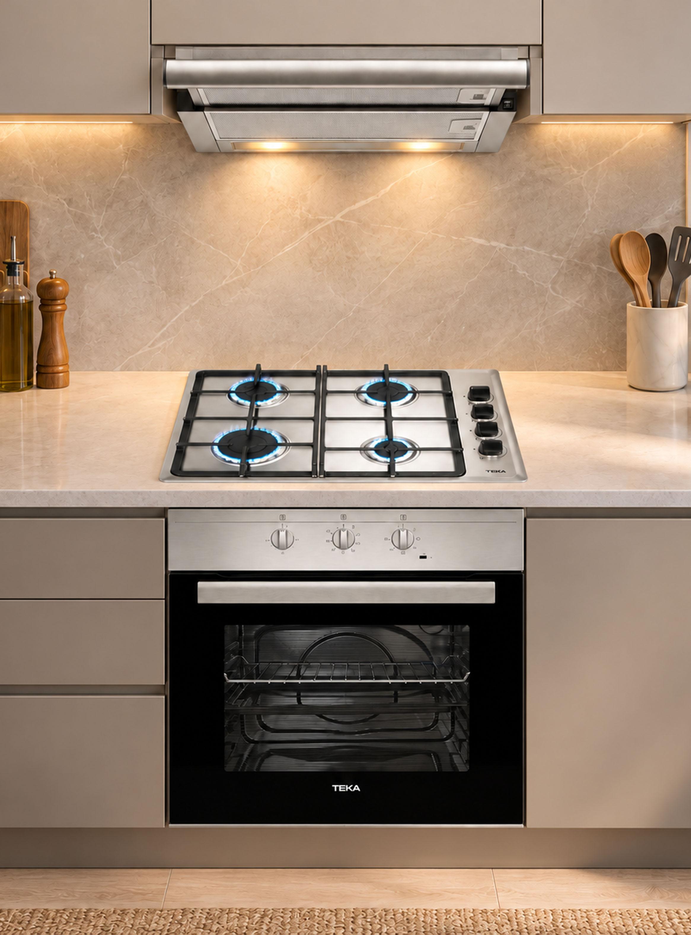 Kit Empotrable Horno Eléctrico HS445 + Encimera Gas HLX540 BUT + Campana TL 6310 INOX-5