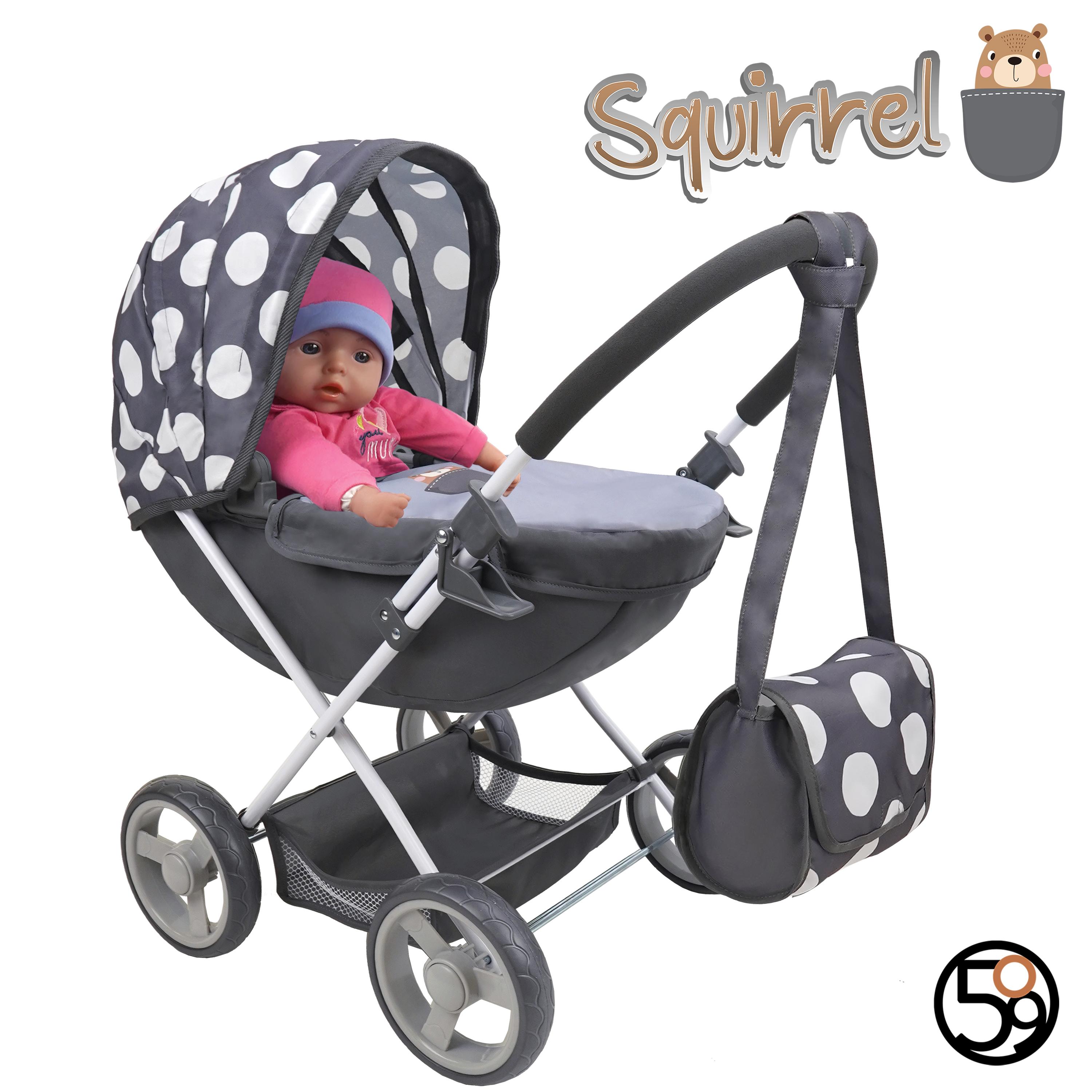 Coche Cuna para Muñecas Squirrel Gris/Blanco-8