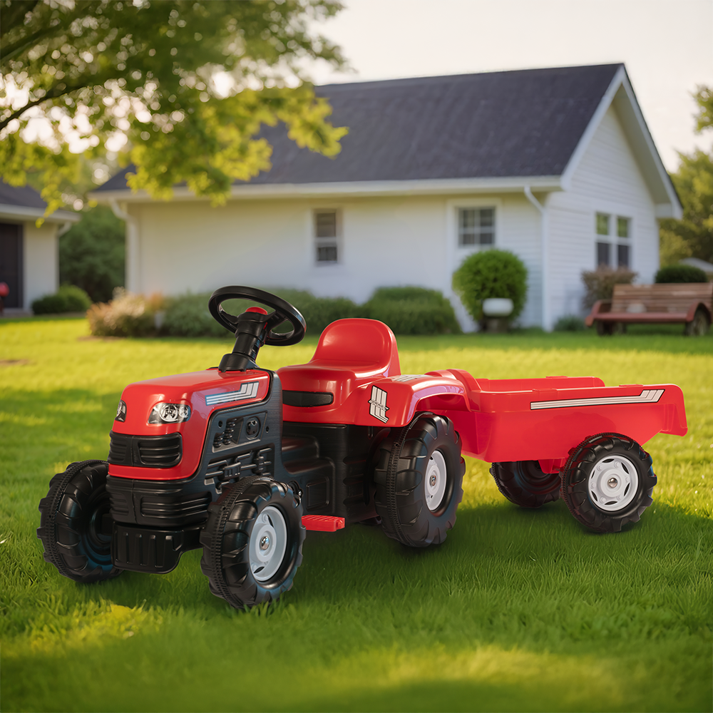 Tractor a Pedales Ranchero Operated + Trailer Rojo-2