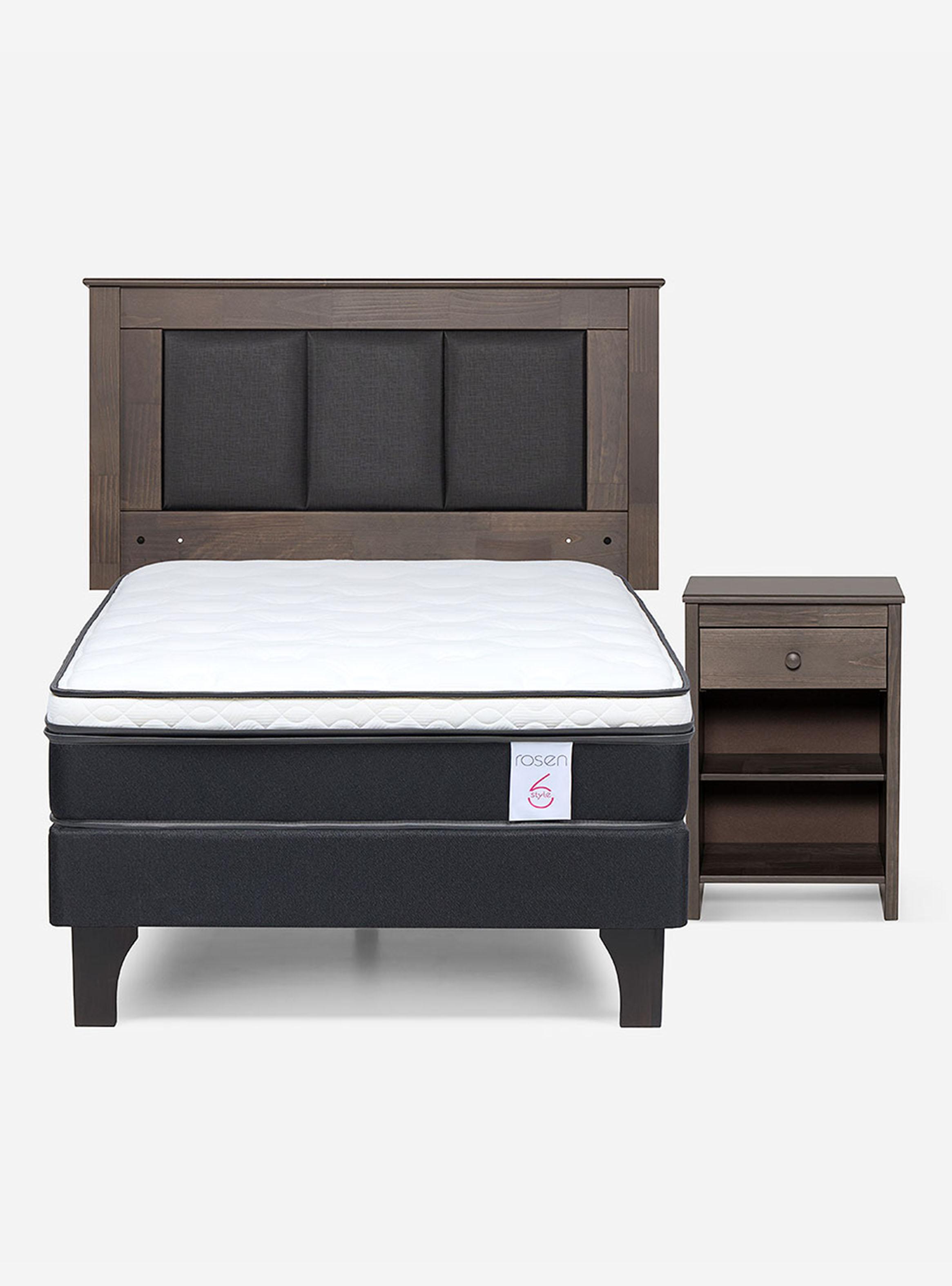 Cama Europea New Style 6 1.5 Plazas + Respaldo + Velador-2