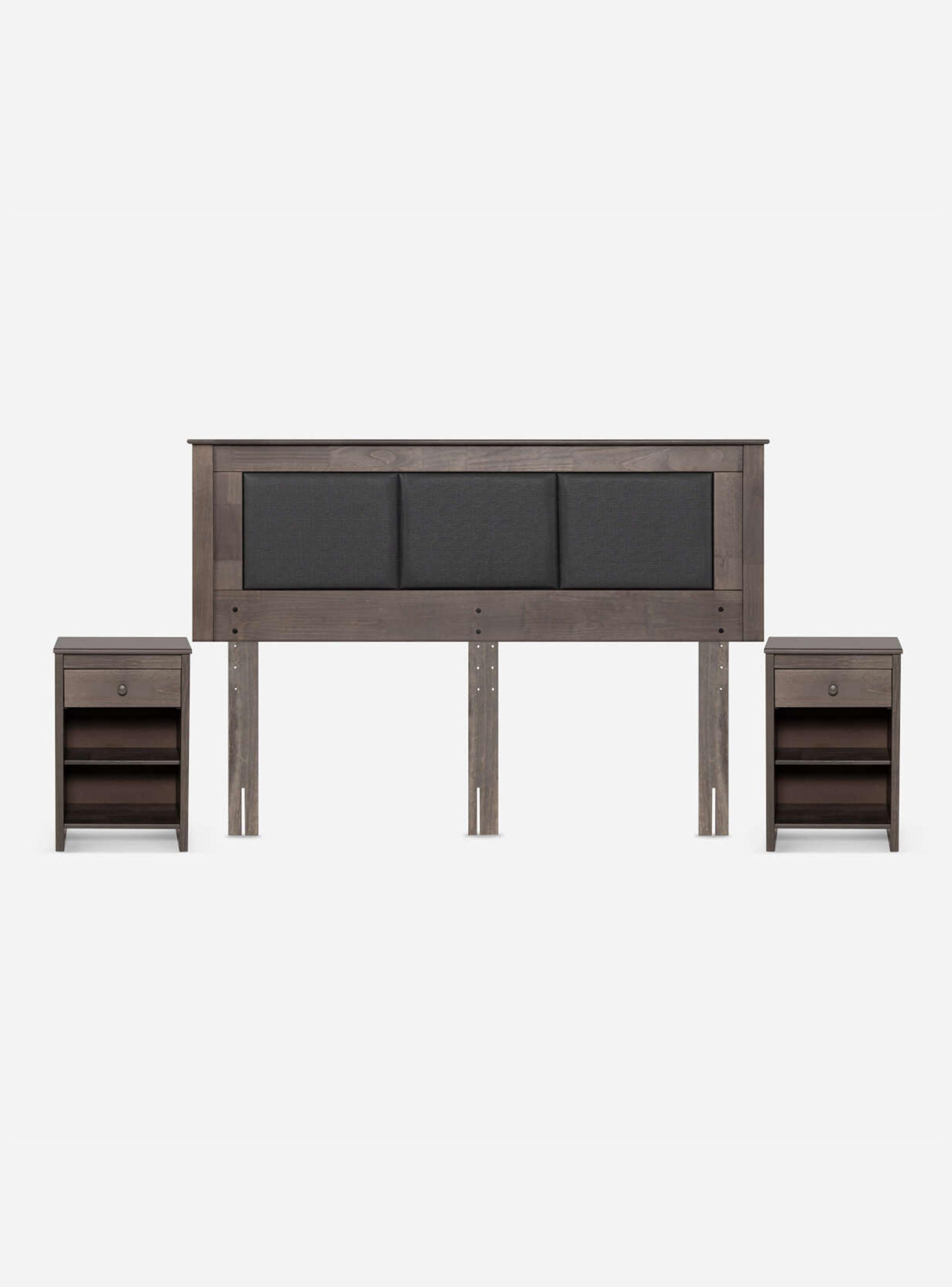 Set de Muebles Respaldo King + Veladores Rachel Gris-0