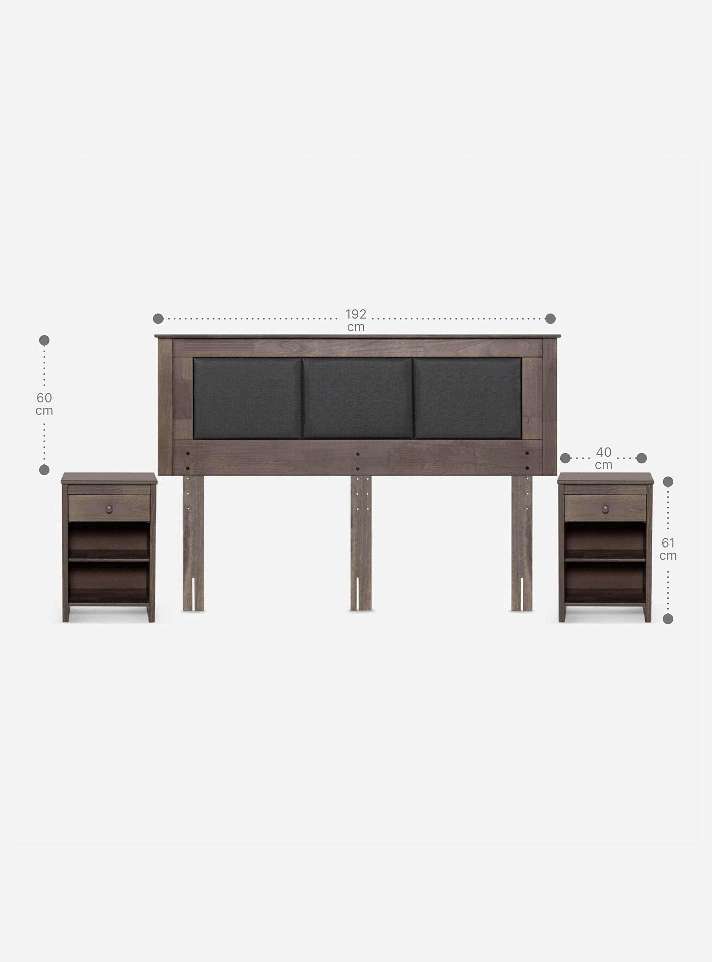Set de Muebles Respaldo King + Veladores Rachel Gris-1